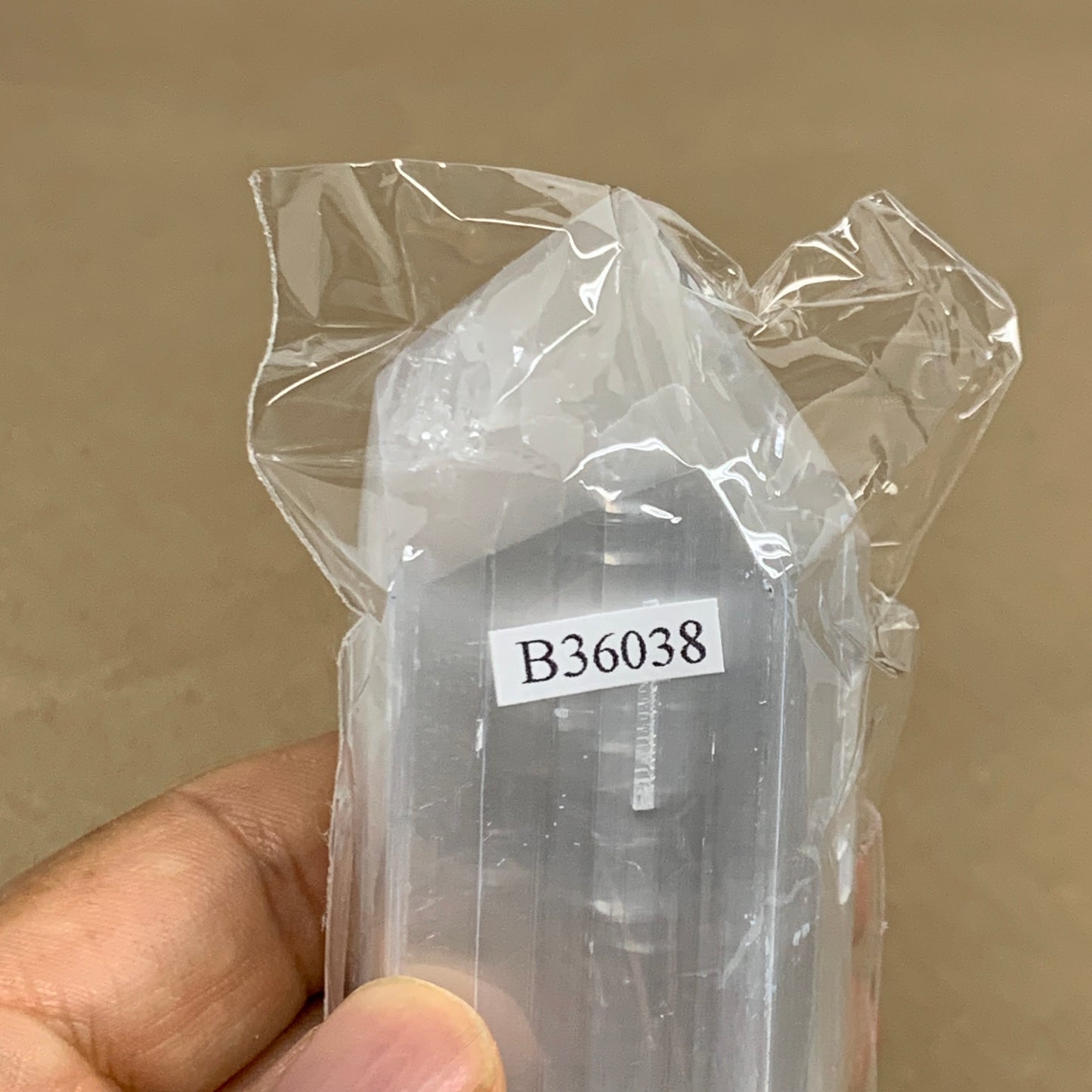 212.6g, 3.9"x1.5", Selenite (Satin Spar) Crystal Tower Point, B36038