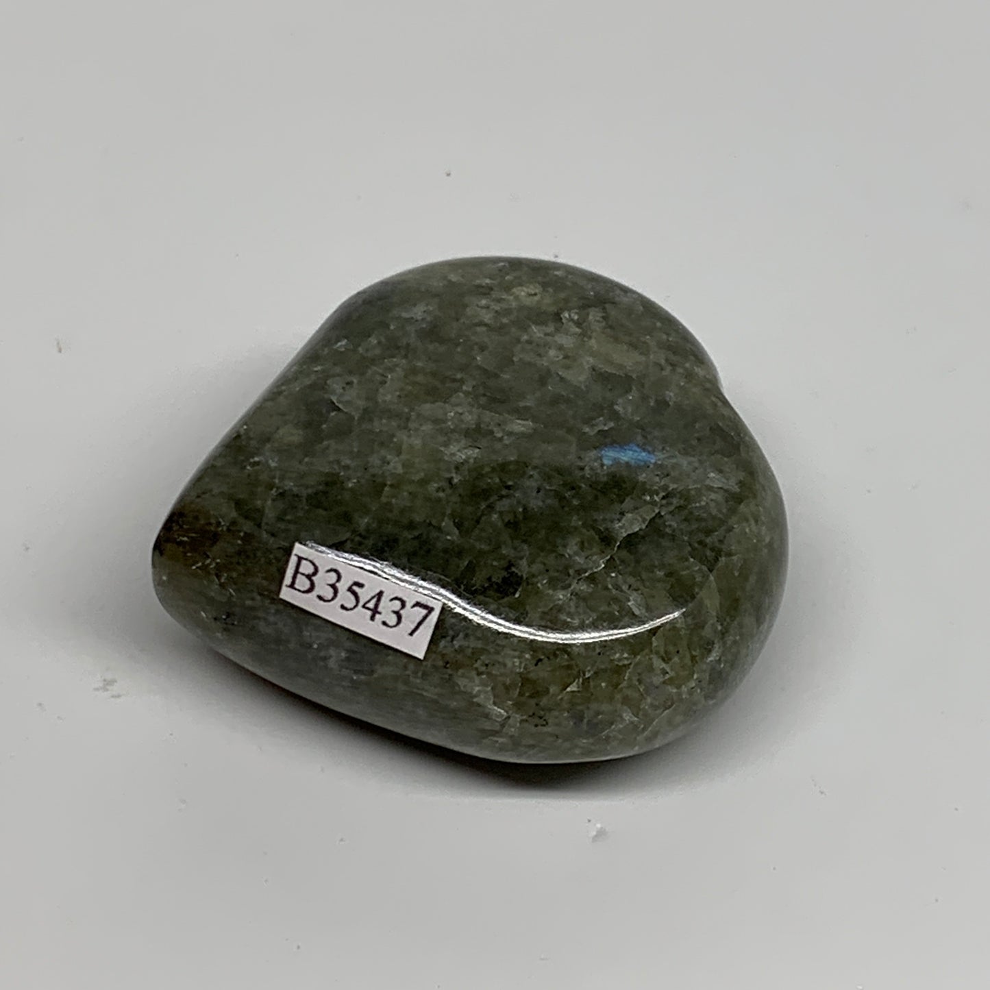 106.8g, 2.1"x2.2"x1", Natural Labradorite Heart Polished Crystal, B35437