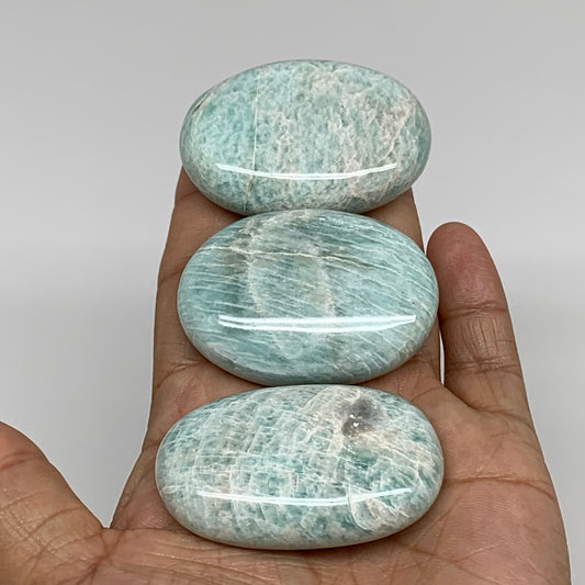150g,2"-2.1", 3pcs, Natural Amazonite Palm-Stone Tumbled Polished, B34663