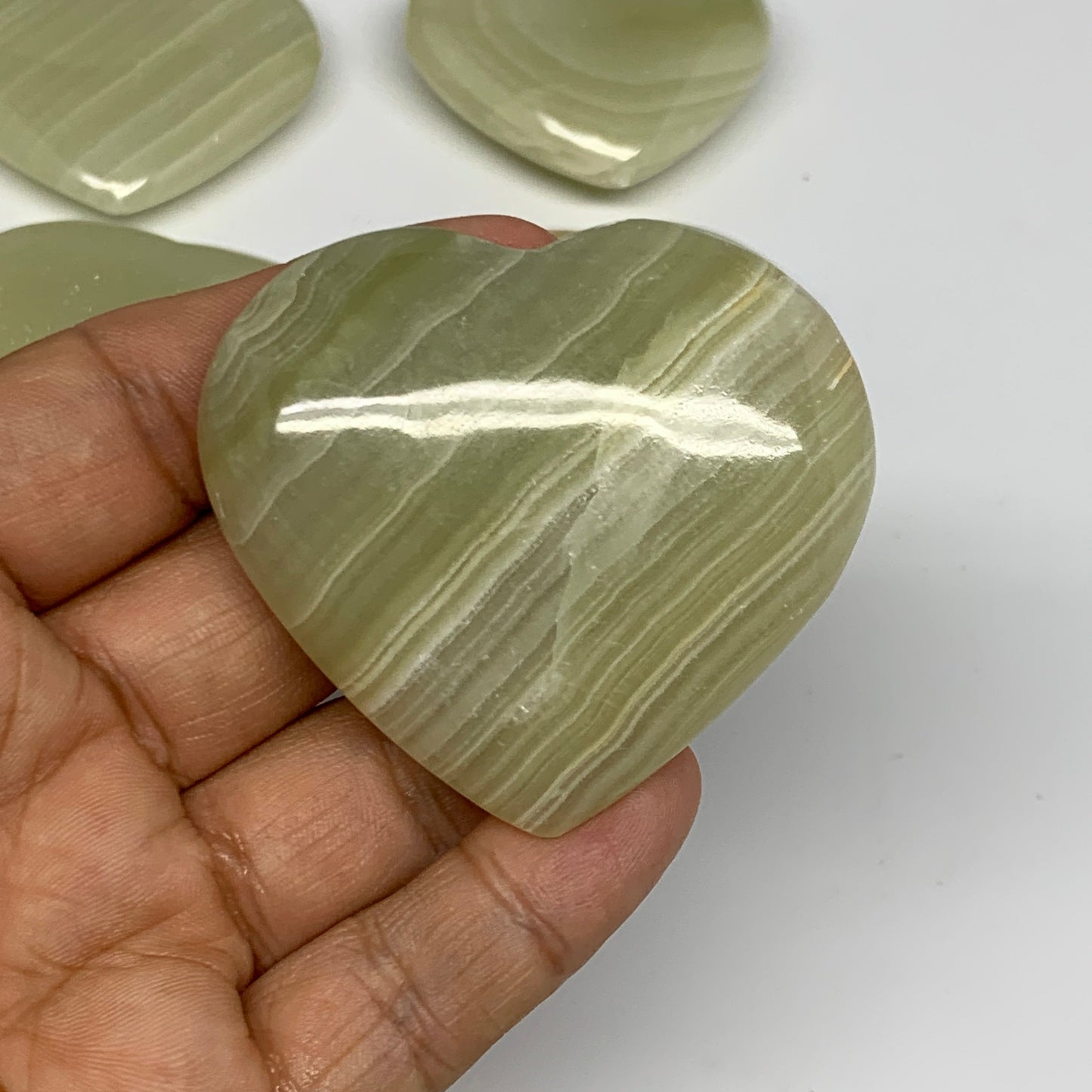 1000g (2.2 lbs) ,16 pcs, 1.6"- 2", Green Onyx Hearts from Afghanistan, B26639