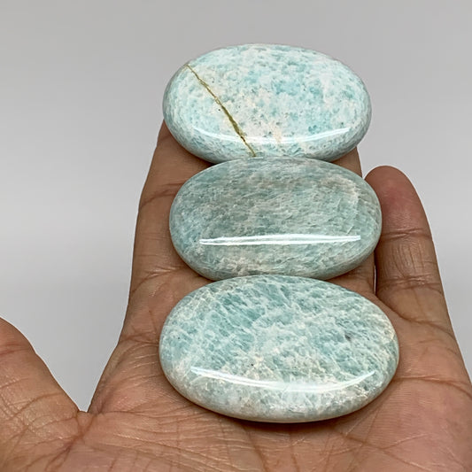 119.9g,1.9"-2", 3pcs, Natural Amazonite Palm-Stone Tumbled Polished, B34664