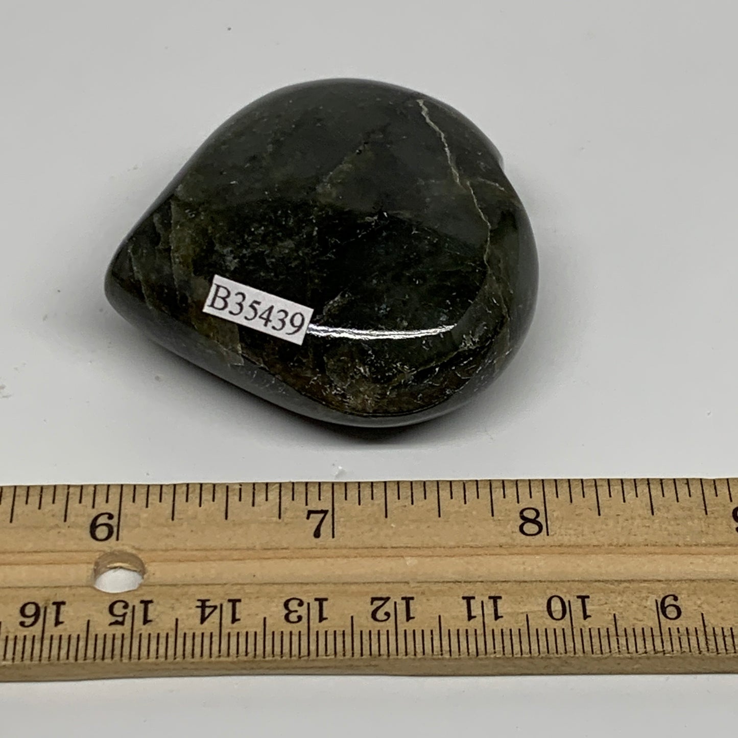 105.7g, 2.2"x2.2"x0.9", Natural Labradorite Heart Polished Crystal, B35439