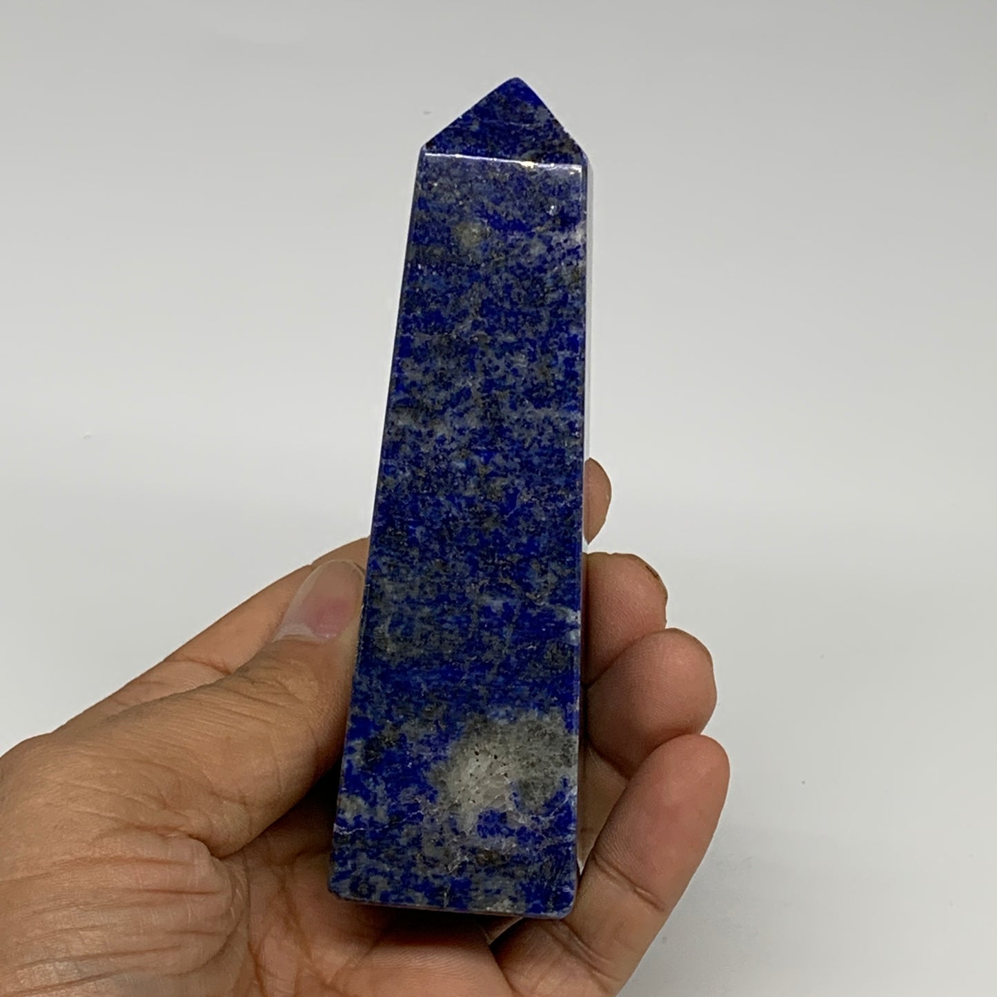 234.1g, 4.3"x1.2"x1.2", Natural Lapis Lazuli Tower Point Obelisk Afghanistan,B30