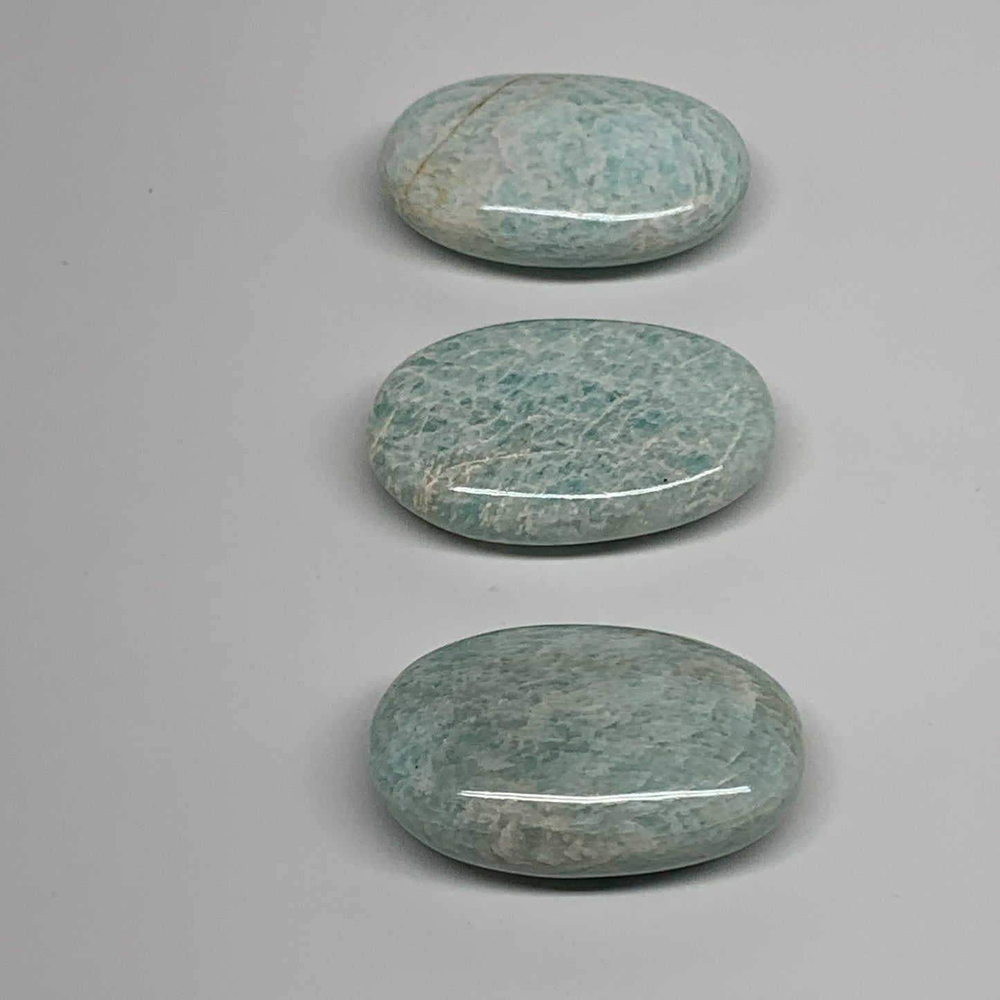 119.9g,1.9"-2", 3pcs, Natural Amazonite Palm-Stone Tumbled Polished, B34664