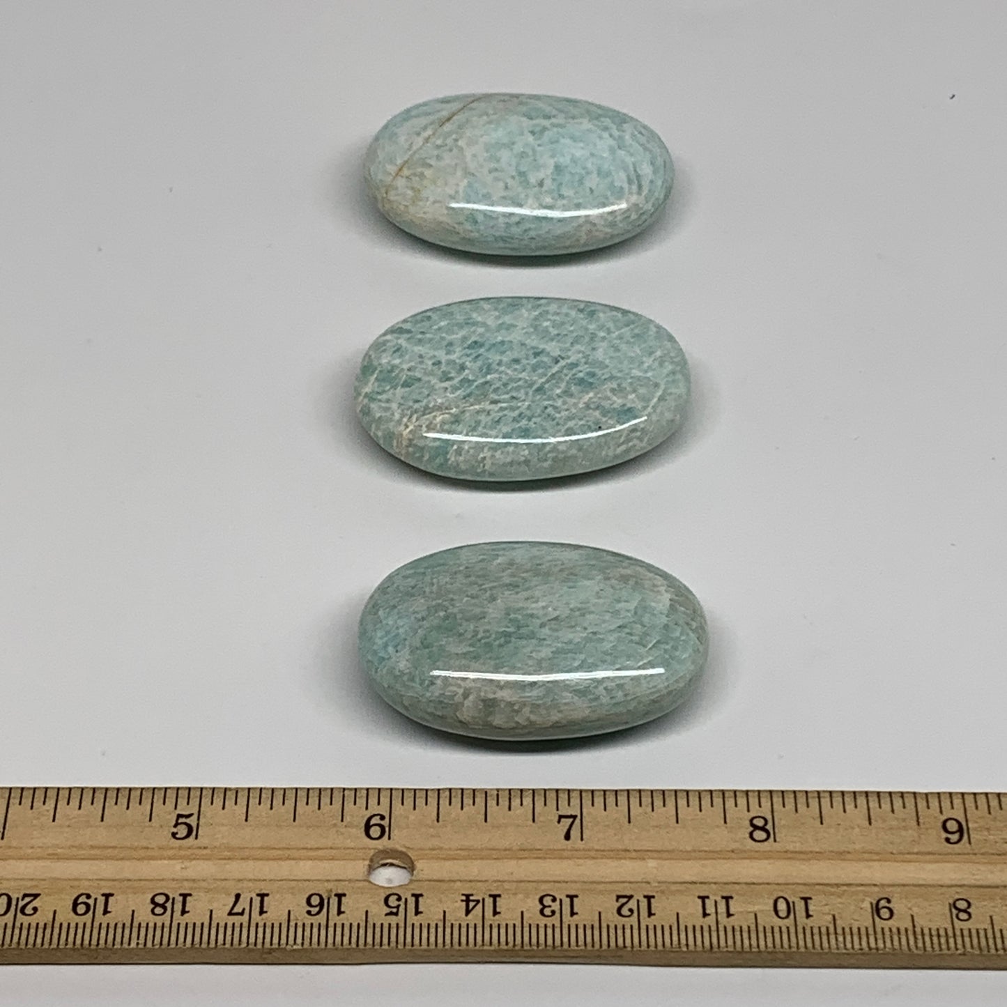 119.9g,1.9"-2", 3pcs, Natural Amazonite Palm-Stone Tumbled Polished, B34664