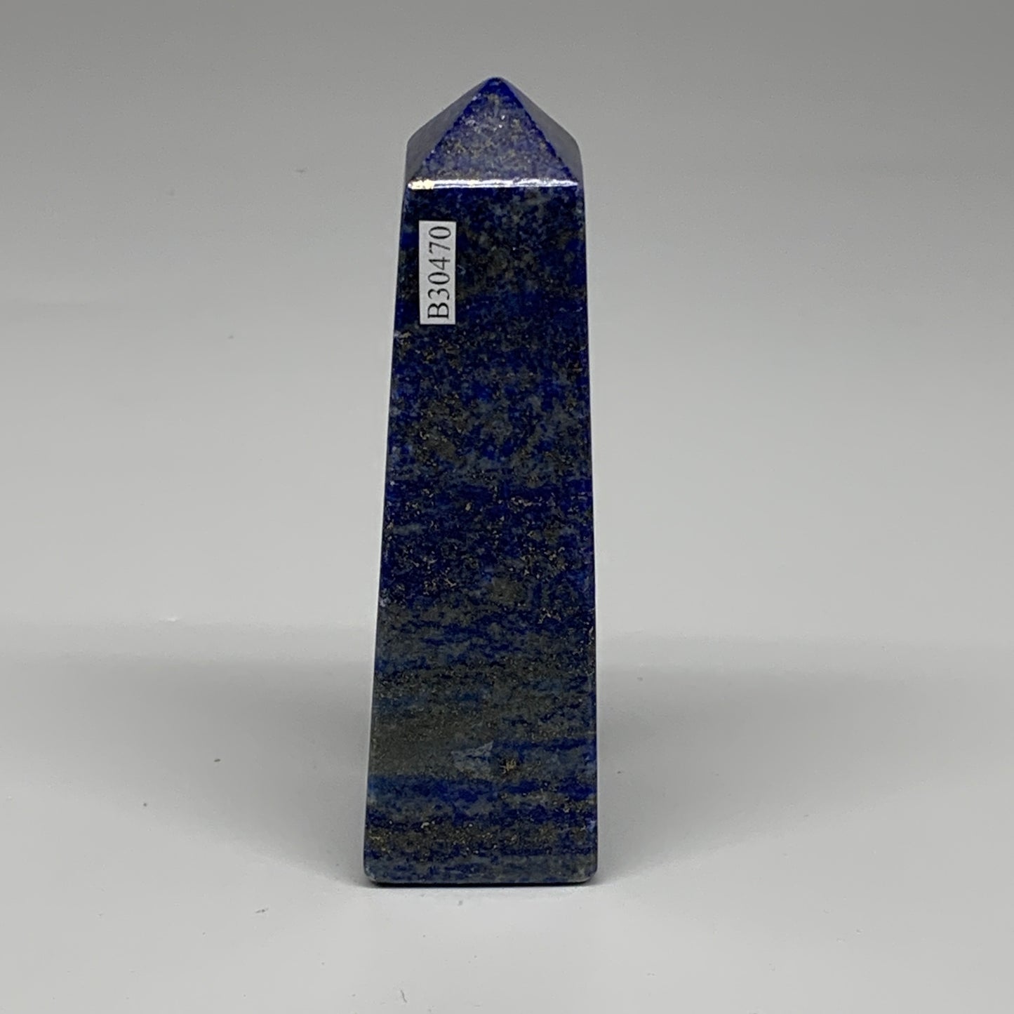 234.1g, 4.3"x1.2"x1.2", Natural Lapis Lazuli Tower Point Obelisk Afghanistan,B30