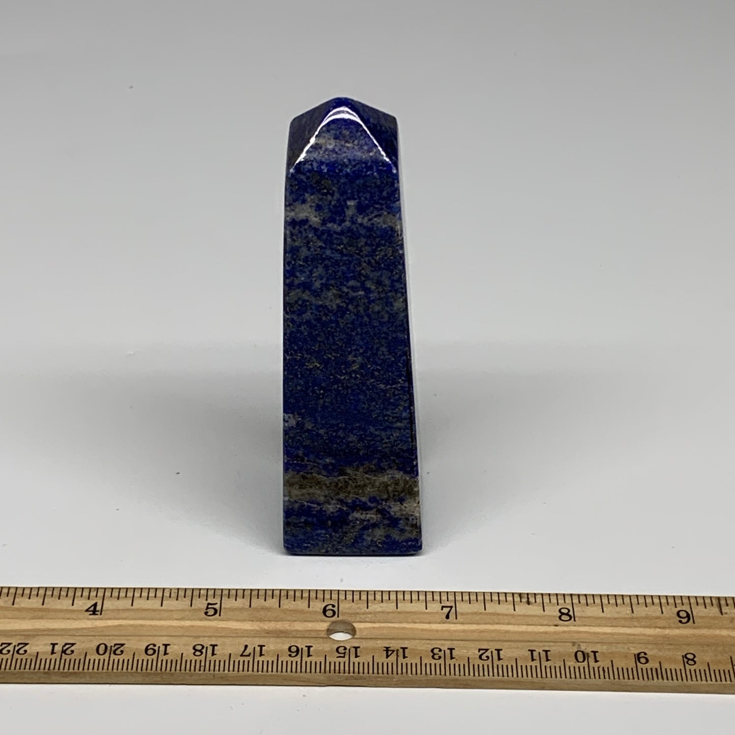 234.1g, 4.3"x1.2"x1.2", Natural Lapis Lazuli Tower Point Obelisk Afghanistan,B30
