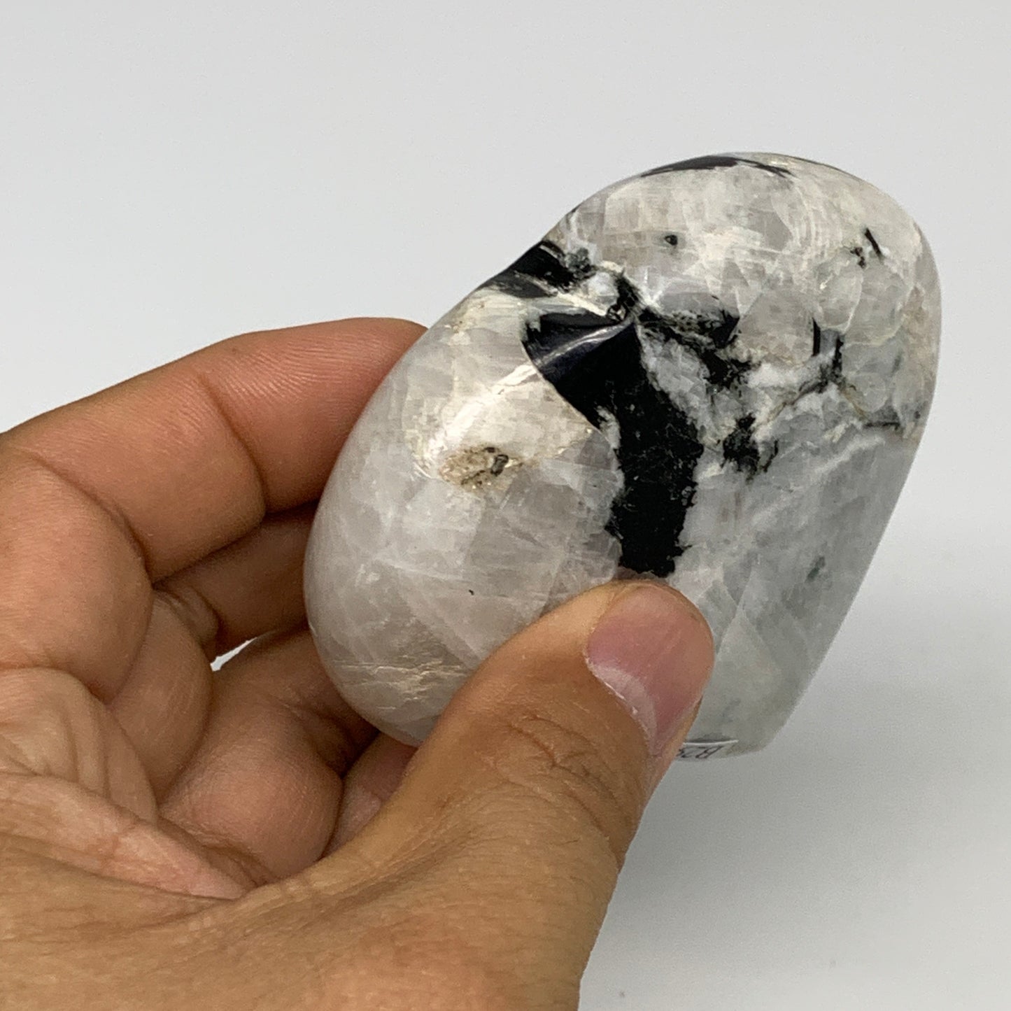 176.5g, 2.7"x3"x0.9", Rainbow Moonstone Heart Crystal Gemstone @India, B29752