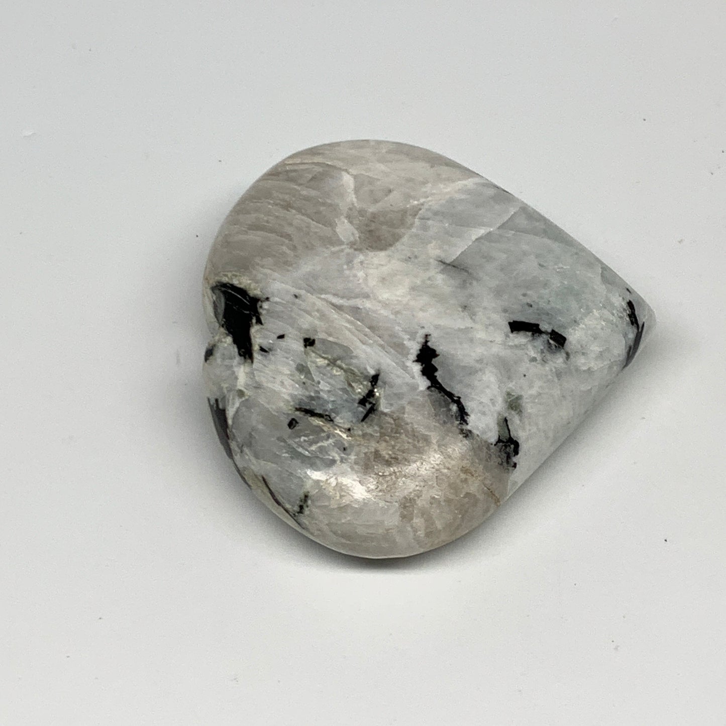 176.5g, 2.7"x3"x0.9", Rainbow Moonstone Heart Crystal Gemstone @India, B29752