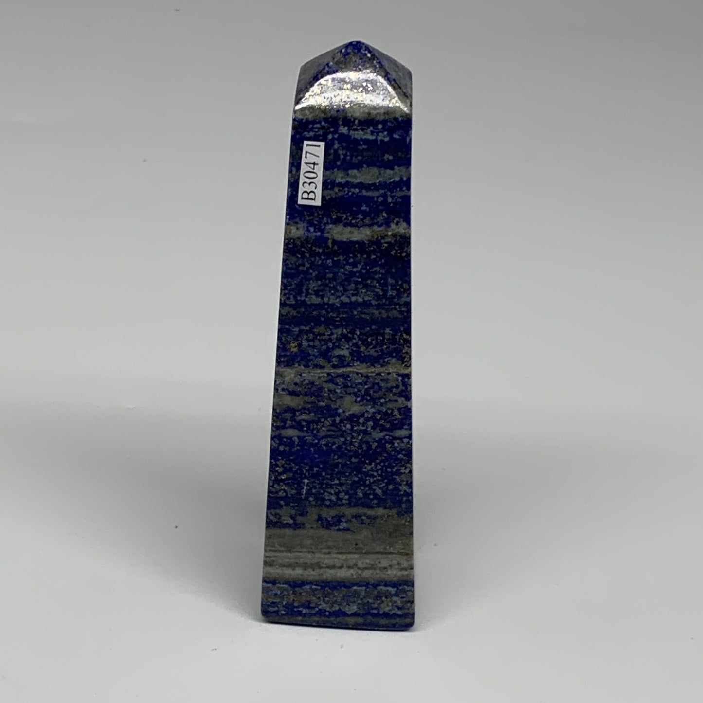 242.8g, 5"x1.1"x1.2", Natural Lapis Lazuli Tower Point Obelisk Afghanistan,B3047