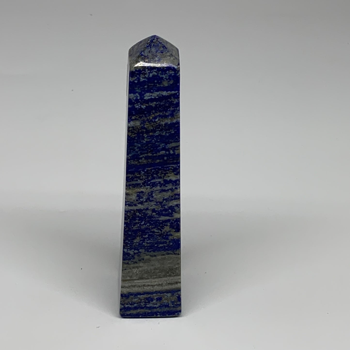 242.8g, 5"x1.1"x1.2", Natural Lapis Lazuli Tower Point Obelisk Afghanistan,B3047