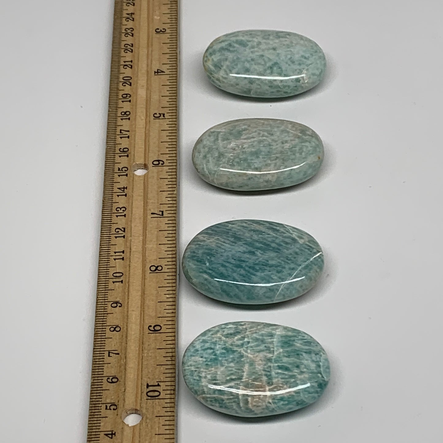 140g,1.8"-1.9", 4pcs, Natural Amazonite Palm-Stone Tumbled Polished, B34665