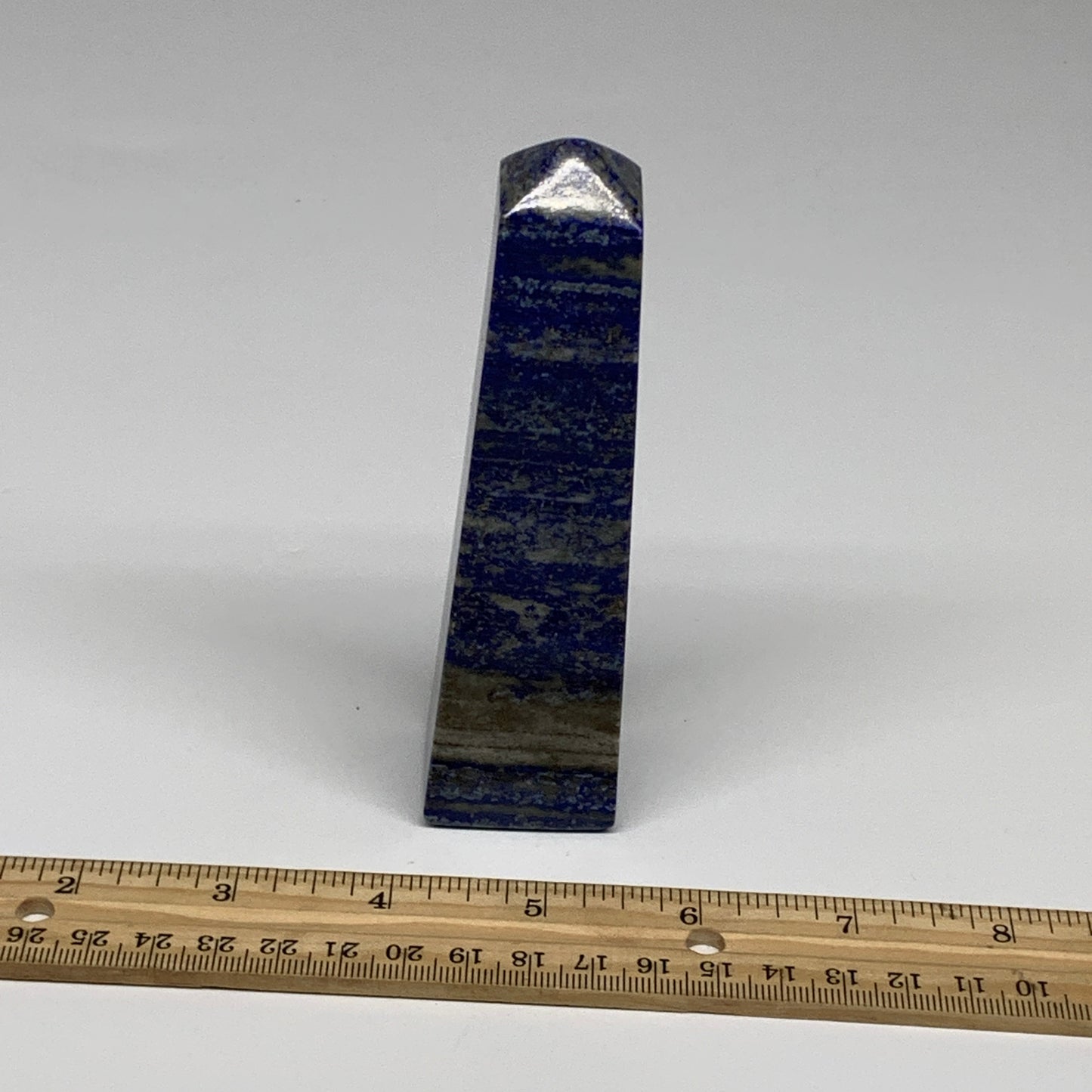 242.8g, 5"x1.1"x1.2", Natural Lapis Lazuli Tower Point Obelisk Afghanistan,B3047