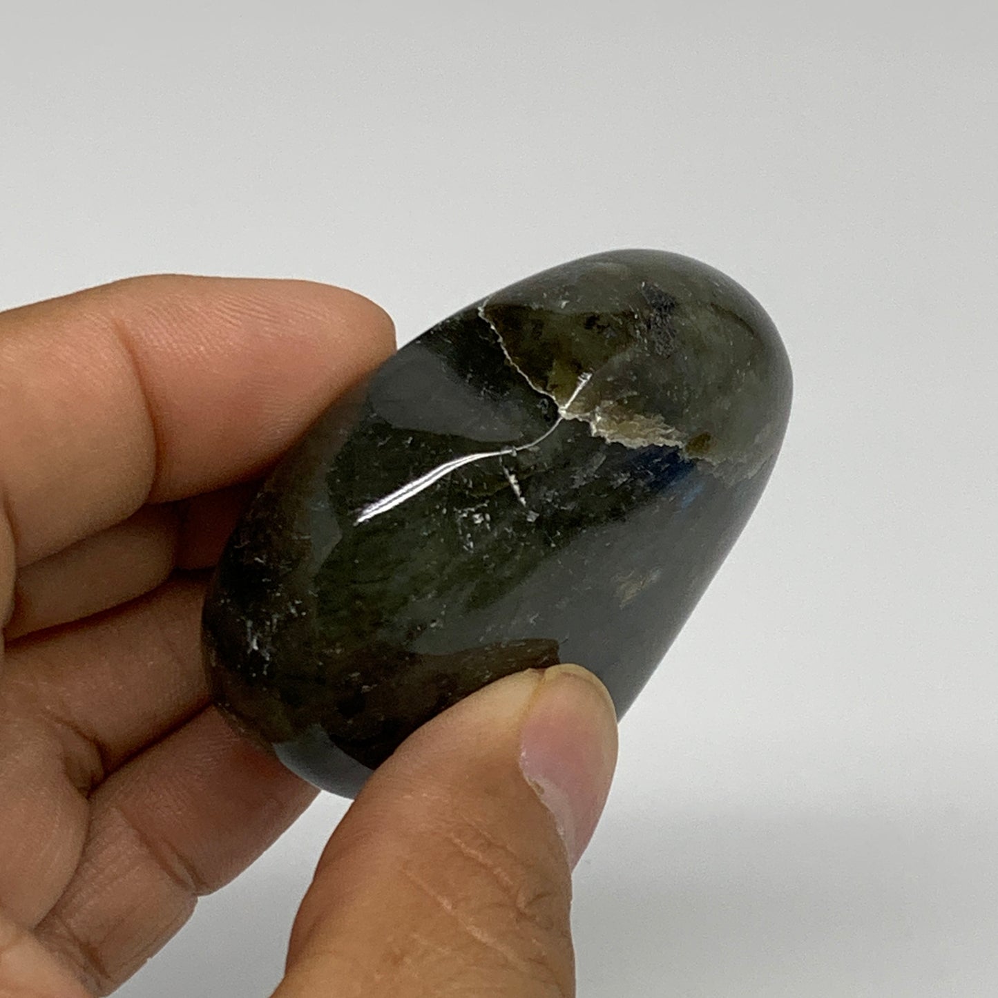 95.3g, 2.1"x2.2"x0.9", Natural Labradorite Heart Polished Crystal, B35441