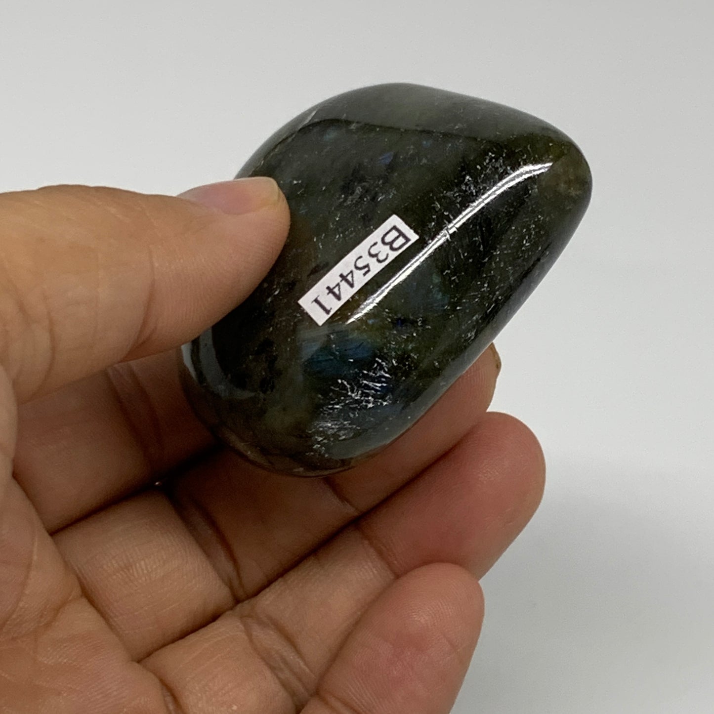 95.3g, 2.1"x2.2"x0.9", Natural Labradorite Heart Polished Crystal, B35441