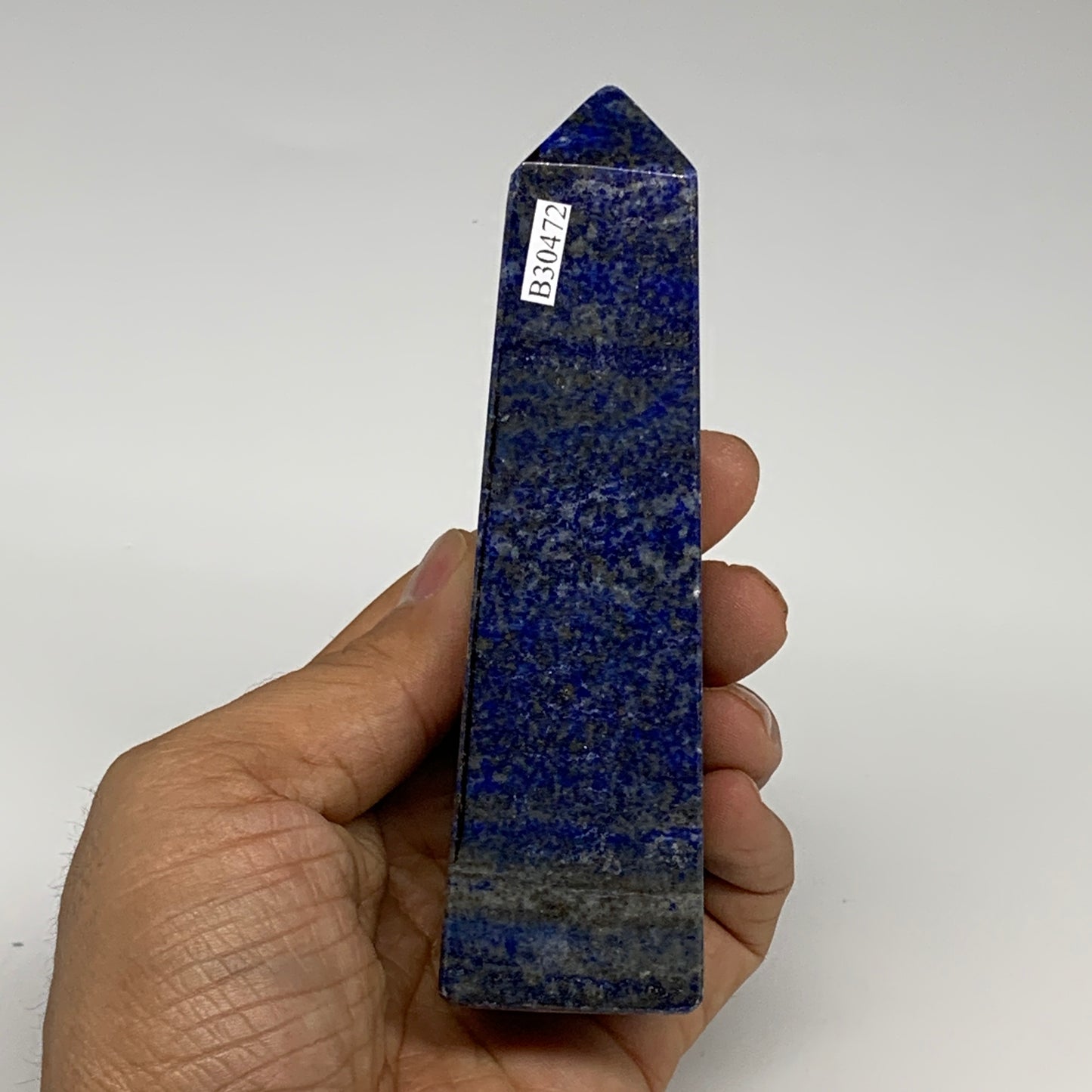 281.4g, 4.7"x1.3"x1.3", Natural Lapis Lazuli Tower Point Obelisk Afghanistan,B30