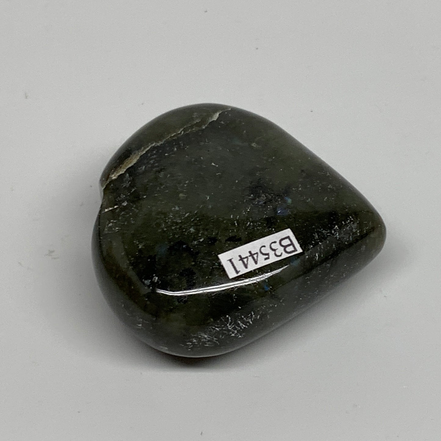 95.3g, 2.1"x2.2"x0.9", Natural Labradorite Heart Polished Crystal, B35441