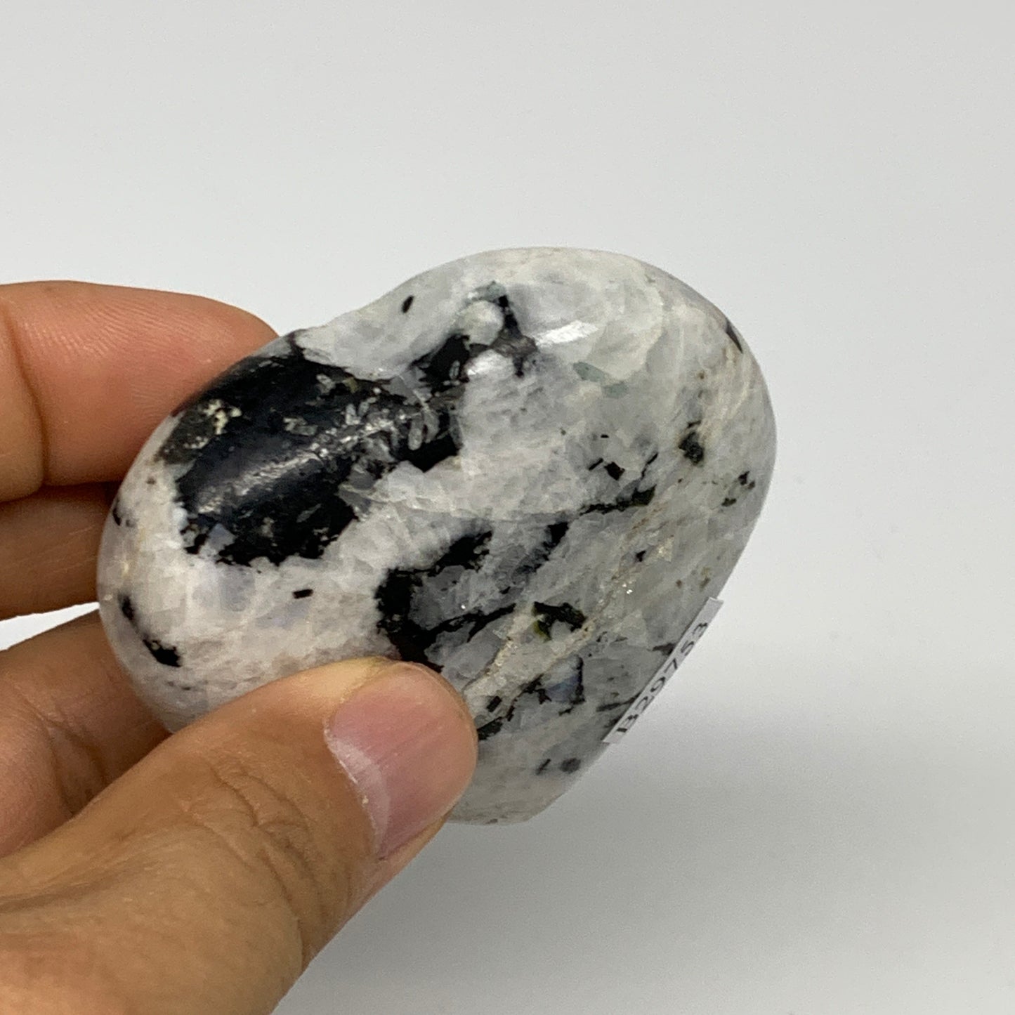 122.4g, 2.2"x2.5"x0.9", Rainbow Moonstone Heart Crystal Gemstone @India, B29753