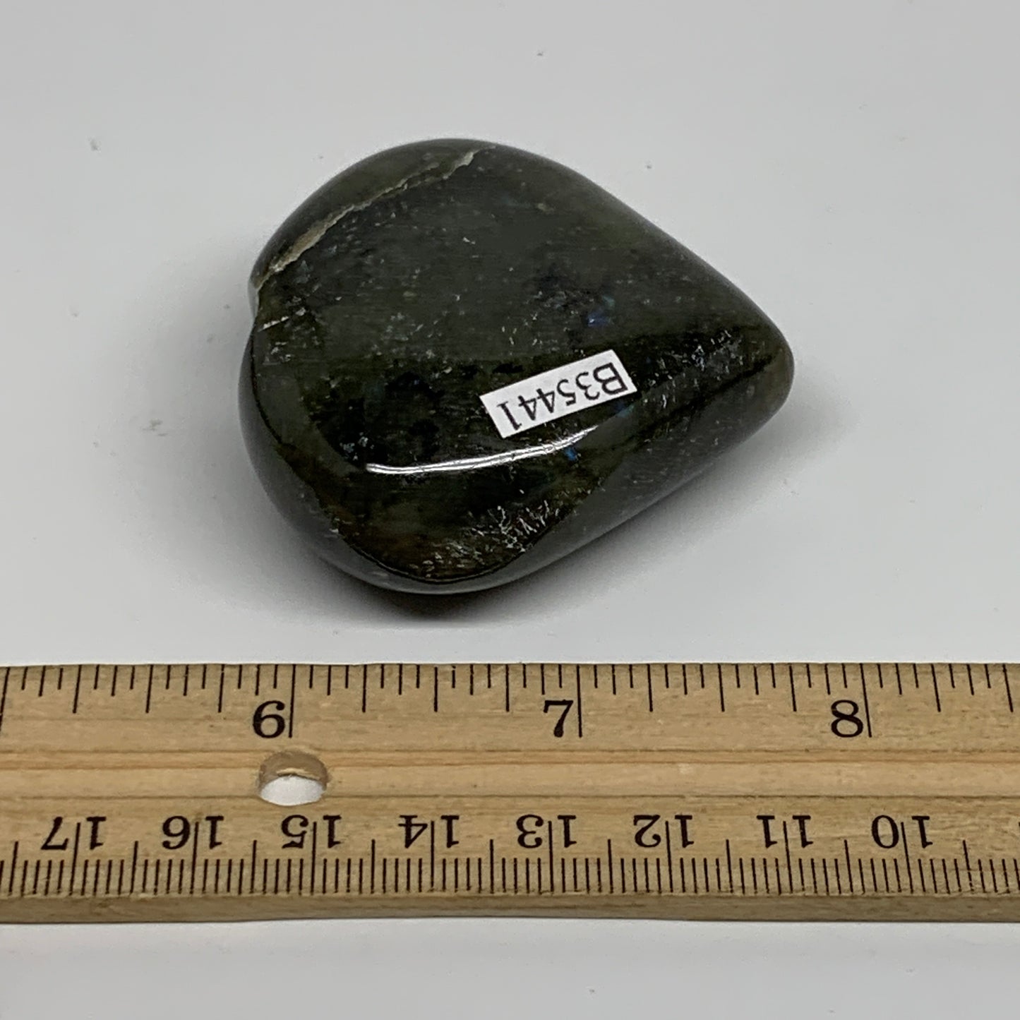 95.3g, 2.1"x2.2"x0.9", Natural Labradorite Heart Polished Crystal, B35441