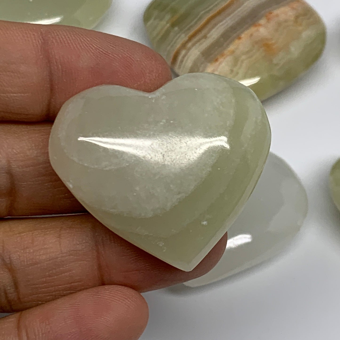 463g (1.02 lbs) ,12 pcs, 1.4"- 1.7", Green Onyx Hearts from Afghanistan, B26642
