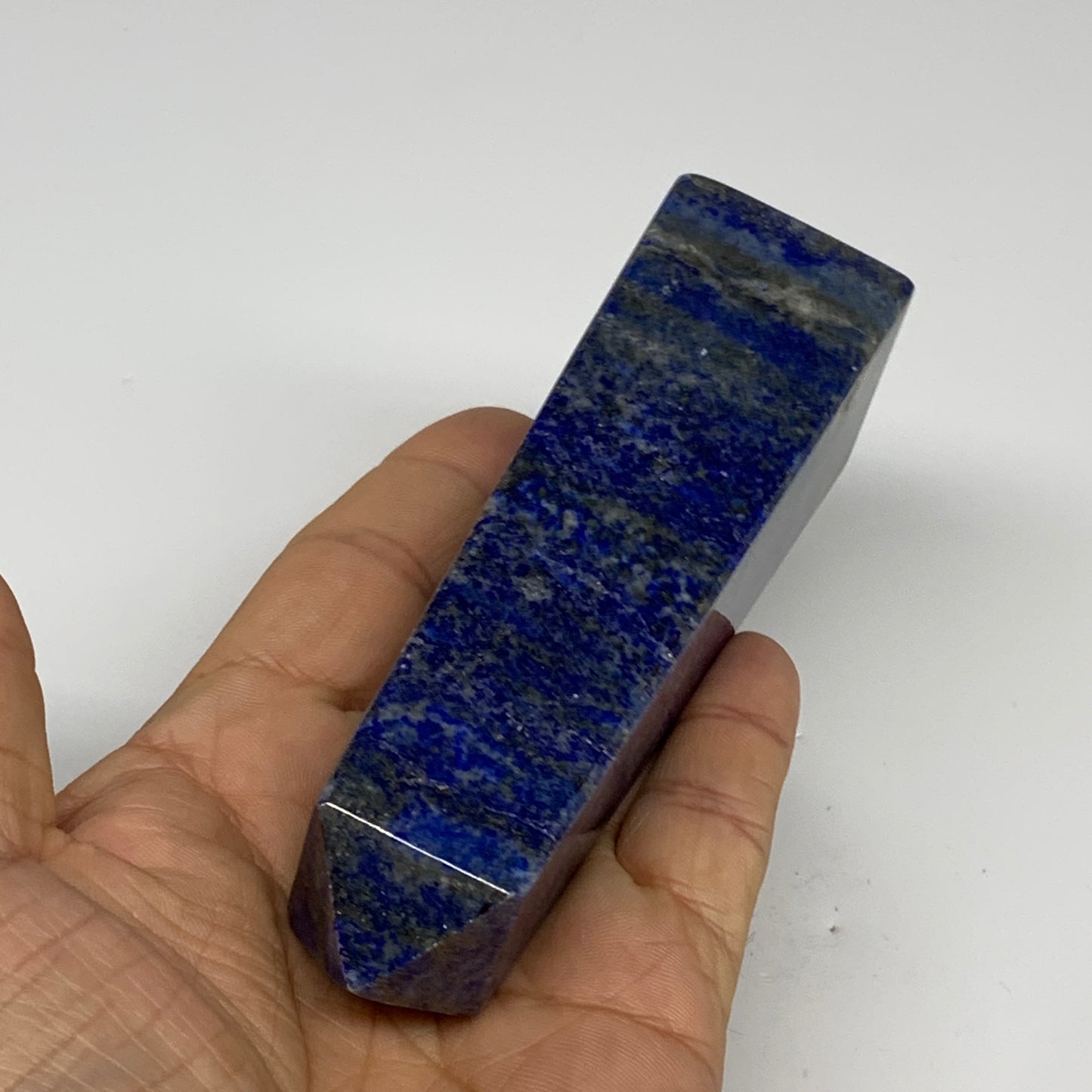 281.4g, 4.7"x1.3"x1.3", Natural Lapis Lazuli Tower Point Obelisk Afghanistan,B30