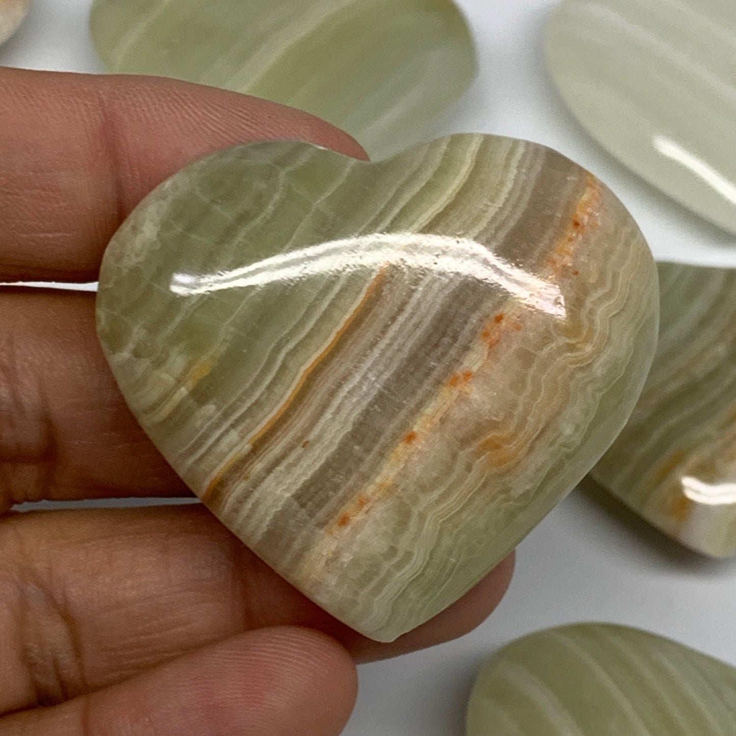 463g (1.02 lbs) ,12 pcs, 1.4"- 1.7", Green Onyx Hearts from Afghanistan, B26642