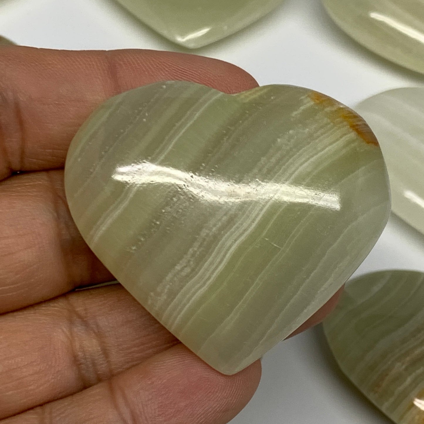 463g (1.02 lbs) ,12 pcs, 1.4"- 1.7", Green Onyx Hearts from Afghanistan, B26642