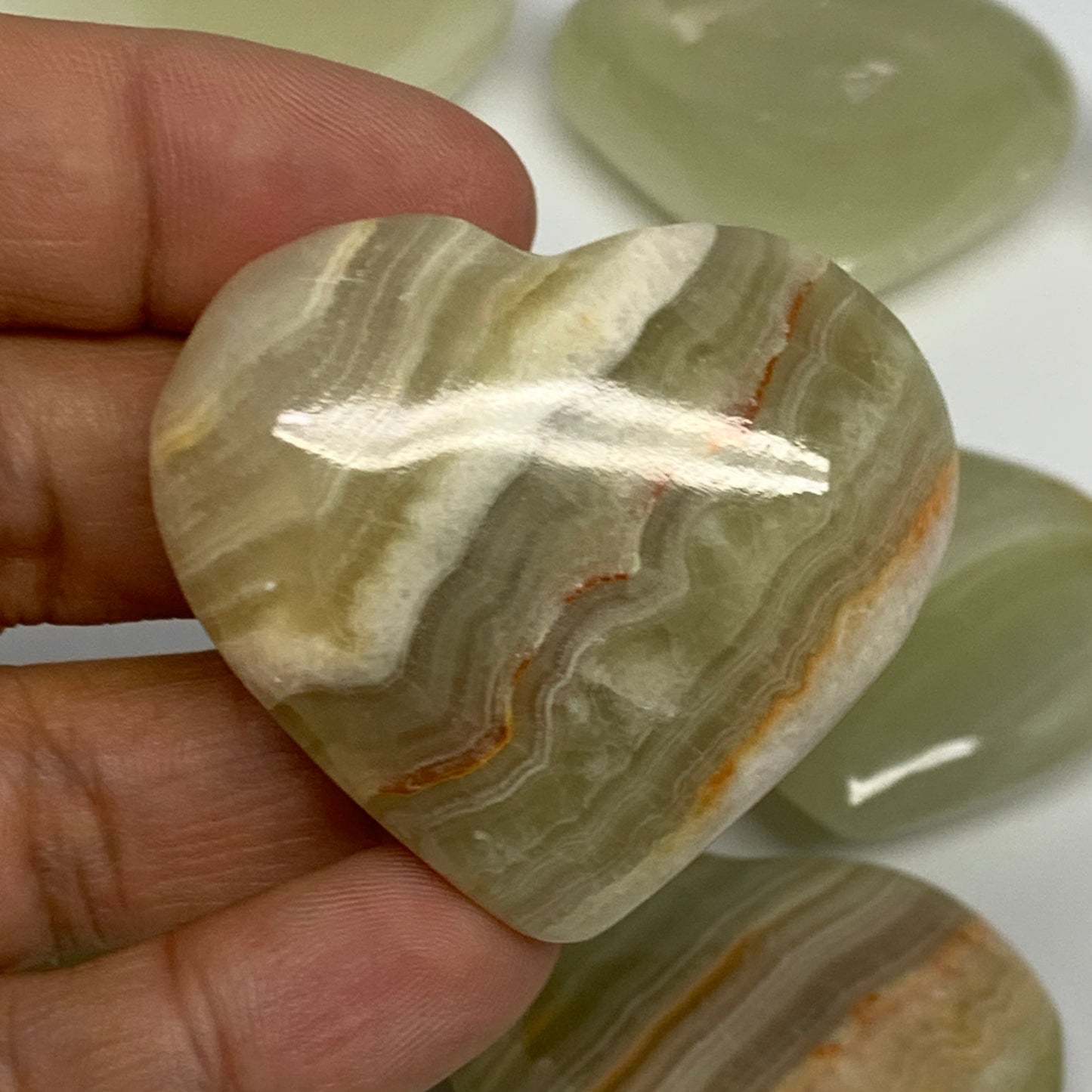 463g (1.02 lbs) ,12 pcs, 1.4"- 1.7", Green Onyx Hearts from Afghanistan, B26642