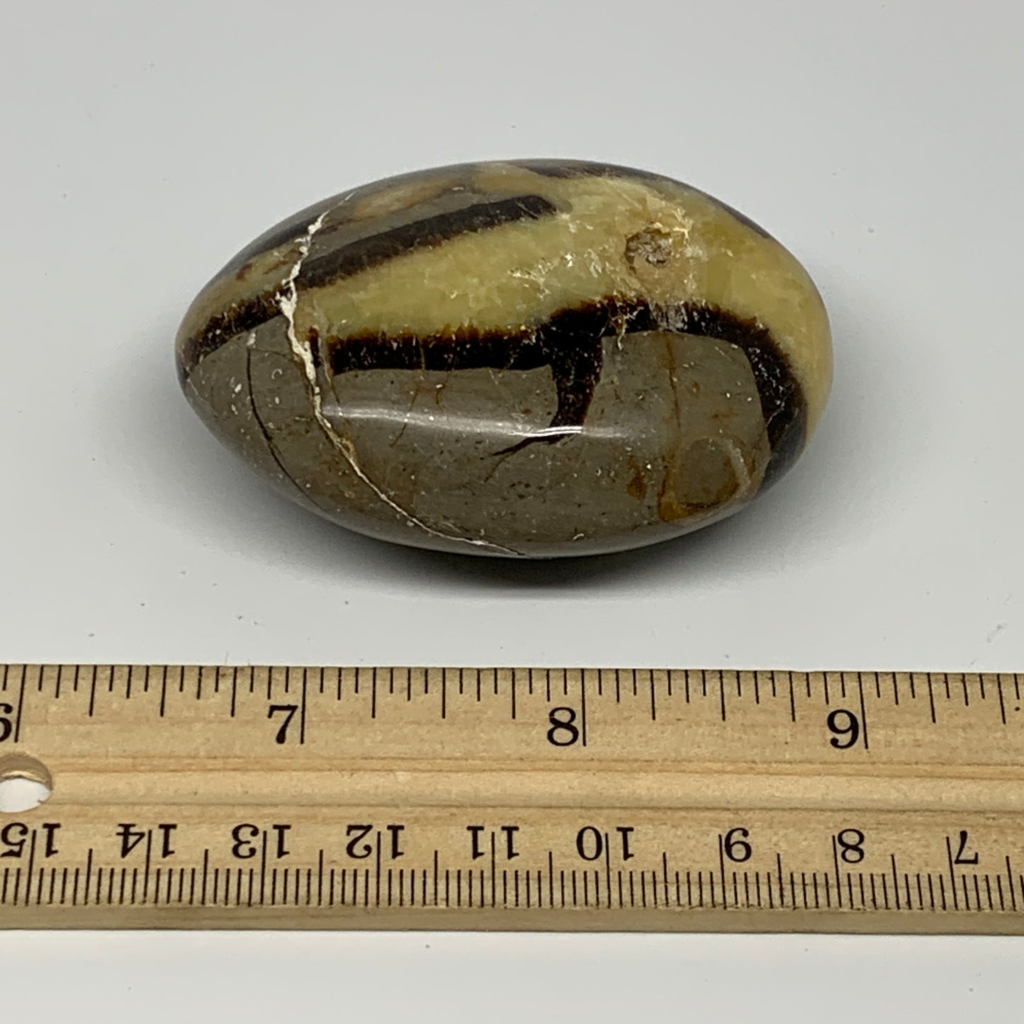 116.2g,2.5"x1.9"x1.1", Septarian Nodule Palm-Stone Polished Reiki Crystal, B2826