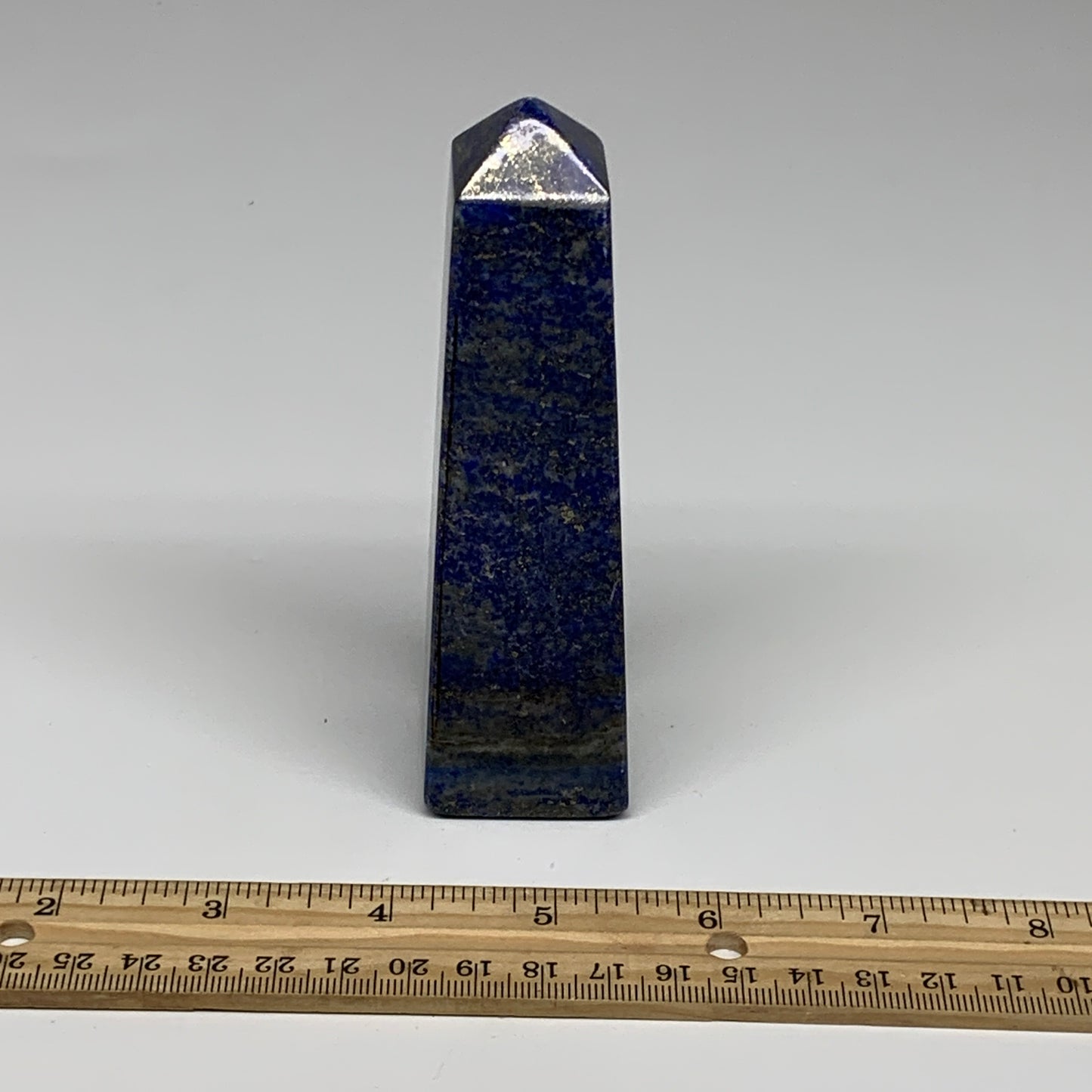 281.4g, 4.7"x1.3"x1.3", Natural Lapis Lazuli Tower Point Obelisk Afghanistan,B30