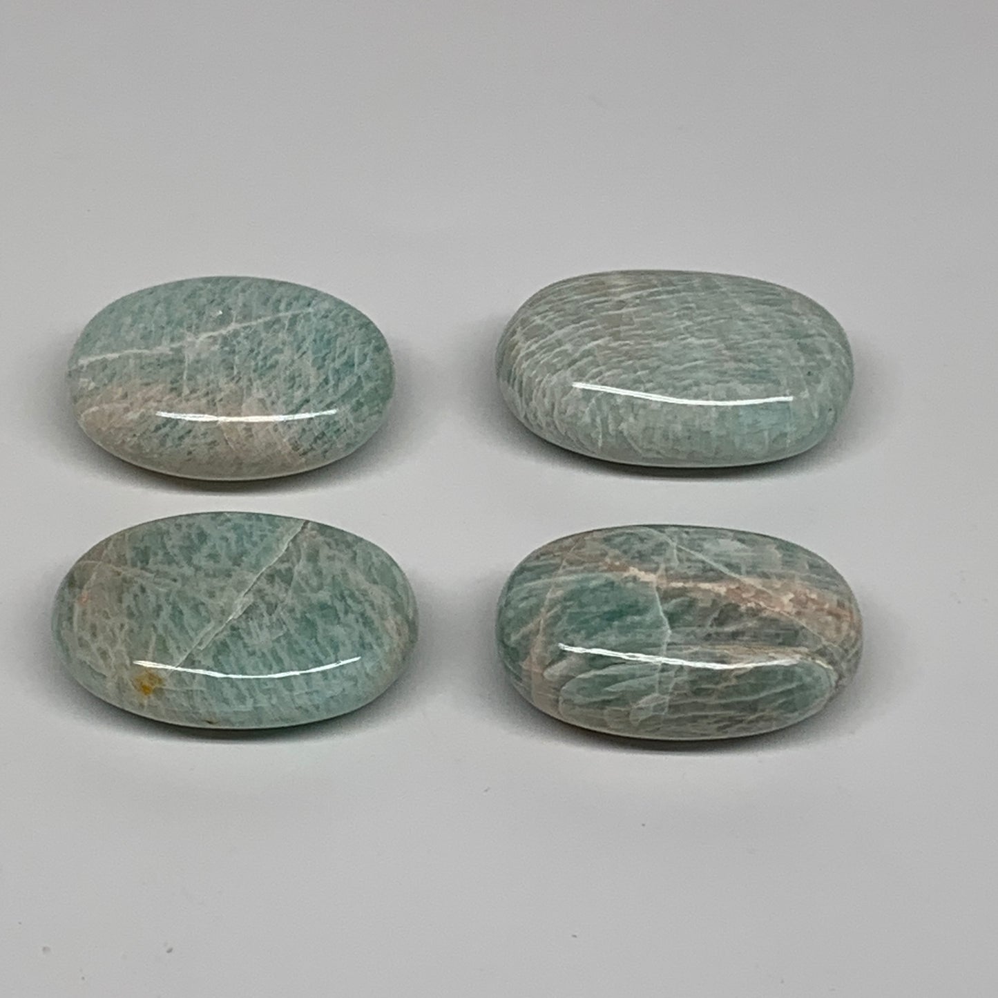 181.9g,1.8"-2", 4pcs, Natural Amazonite Palm-Stone Tumbled Polished, B34667