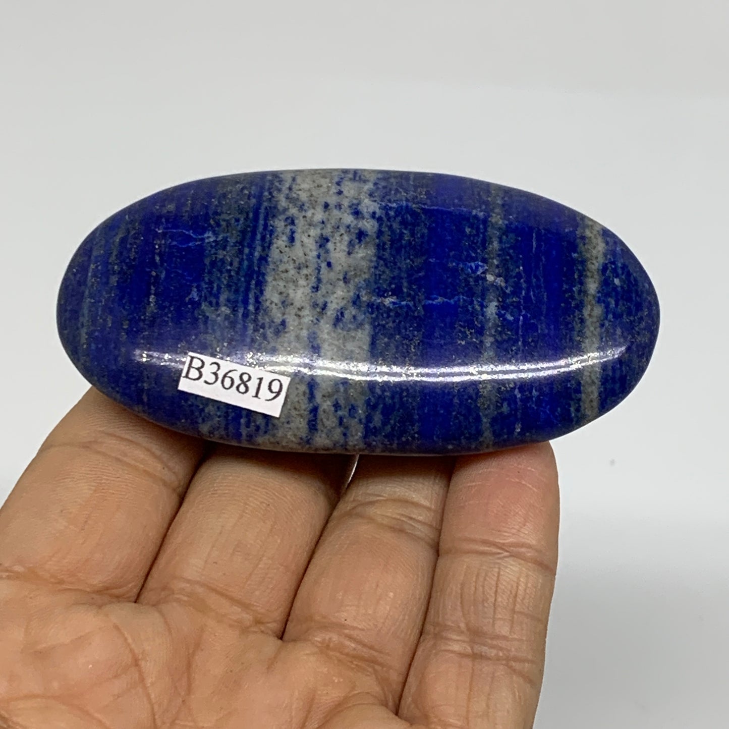 98.8g, 3.1"x1.6"x0.7", Natural Lapis Lazuli Palm Stone @Afghanistan, B36819