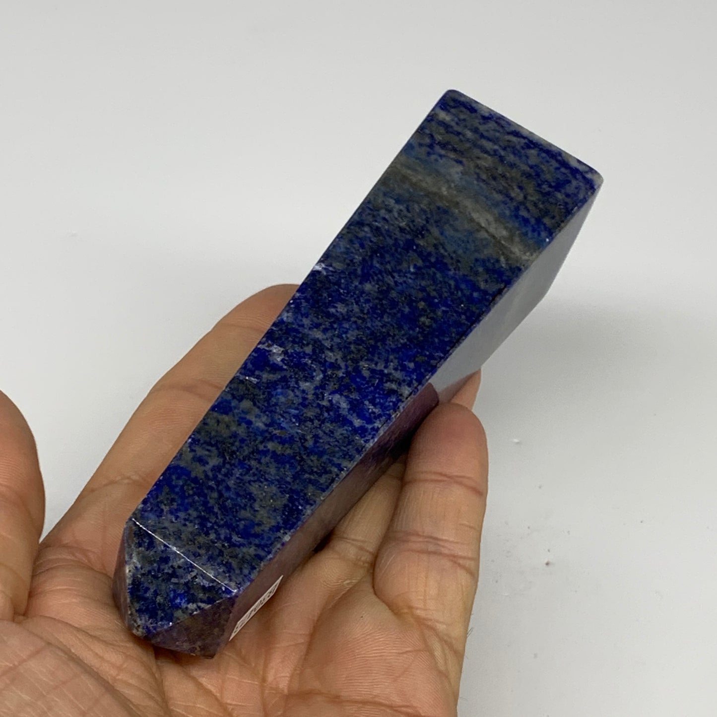 267.4g, 4.8"x1.3"x1.3", Natural Lapis Lazuli Tower Point Obelisk Afghanistan,B30