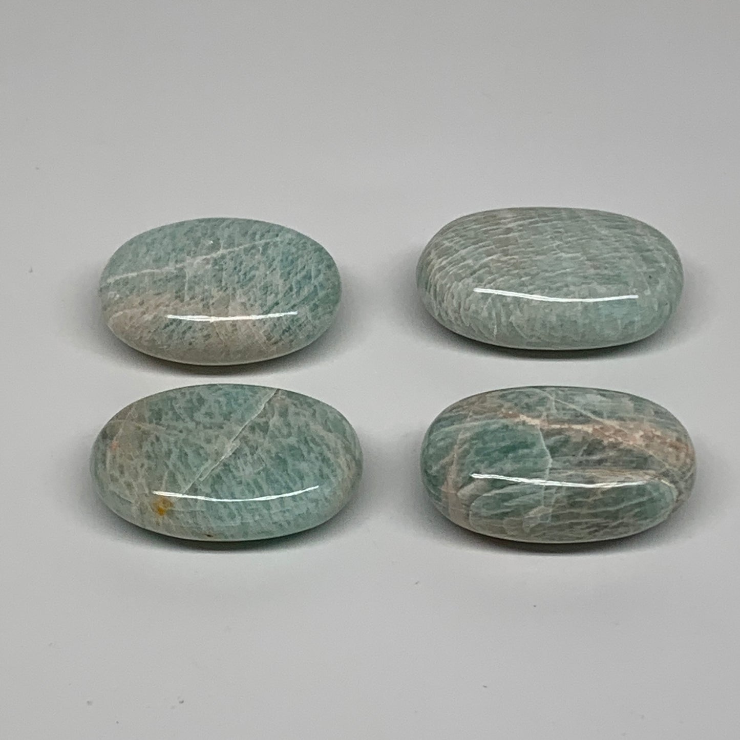 181.9g,1.8"-2", 4pcs, Natural Amazonite Palm-Stone Tumbled Polished, B34667