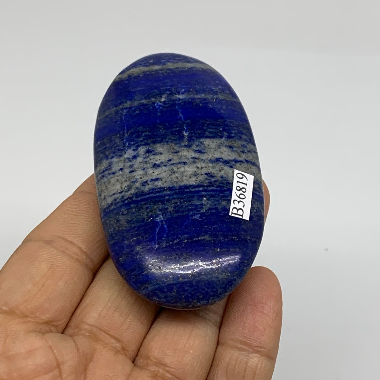 98.8g, 3.1"x1.6"x0.7", Natural Lapis Lazuli Palm Stone @Afghanistan, B36819