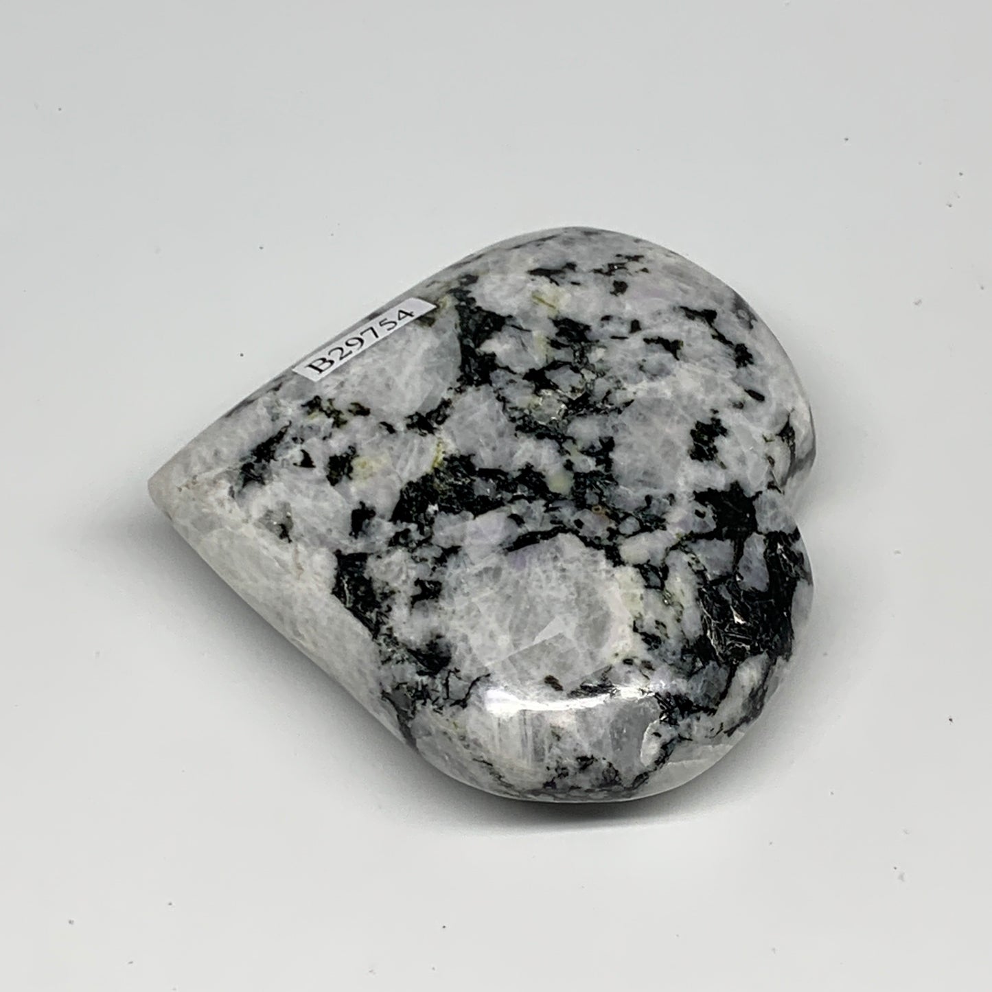 175.9g, 2.7"x3"x0.9", Rainbow Moonstone Heart Crystal Gemstone @India, B29754