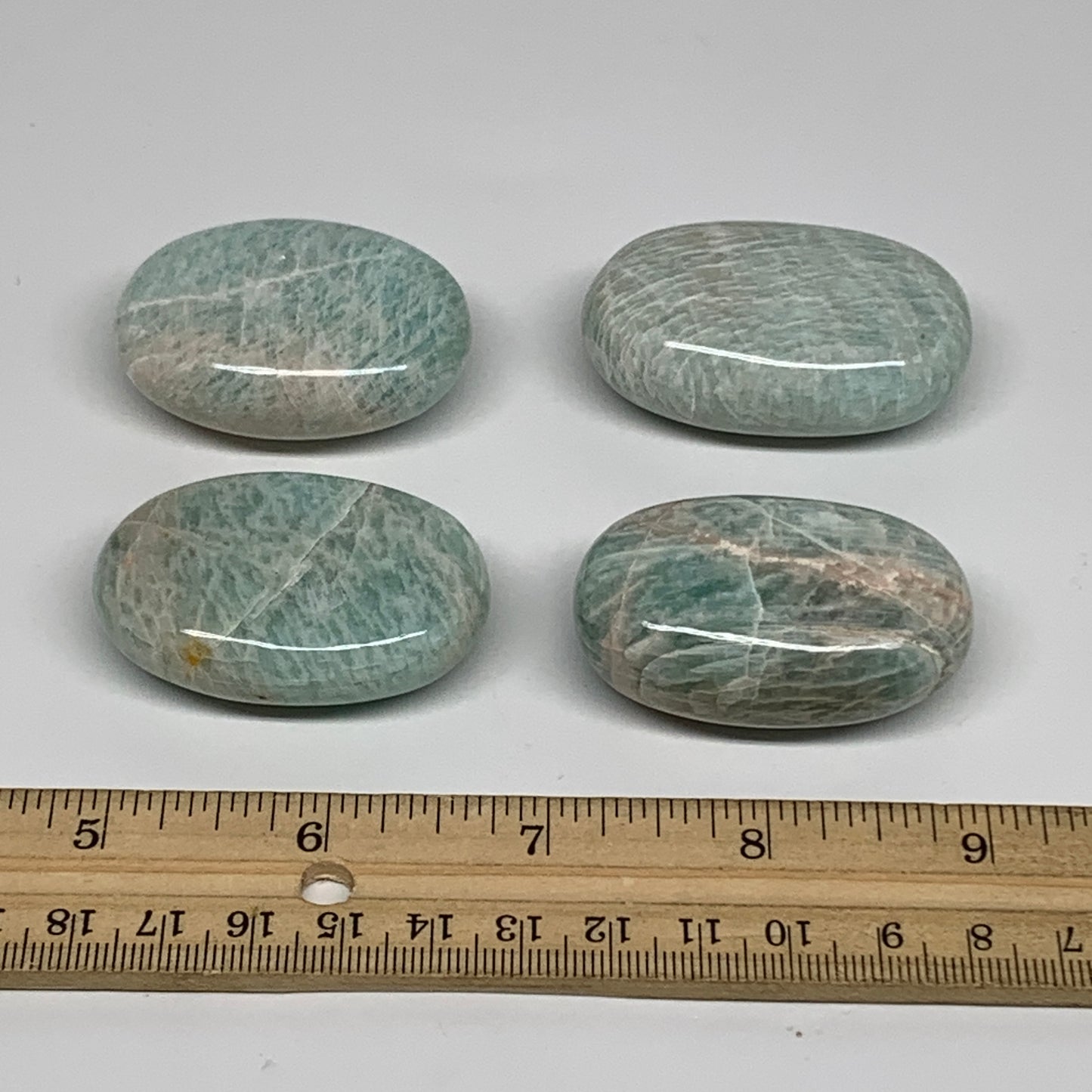 181.9g,1.8"-2", 4pcs, Natural Amazonite Palm-Stone Tumbled Polished, B34667