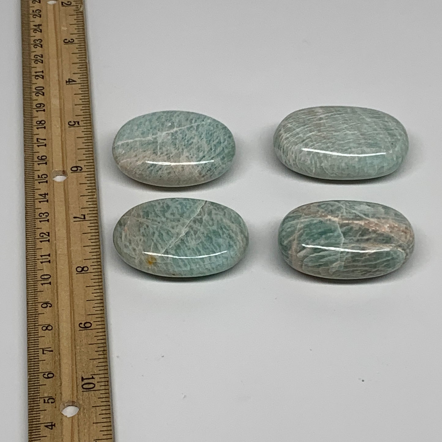 181.9g,1.8"-2", 4pcs, Natural Amazonite Palm-Stone Tumbled Polished, B34667