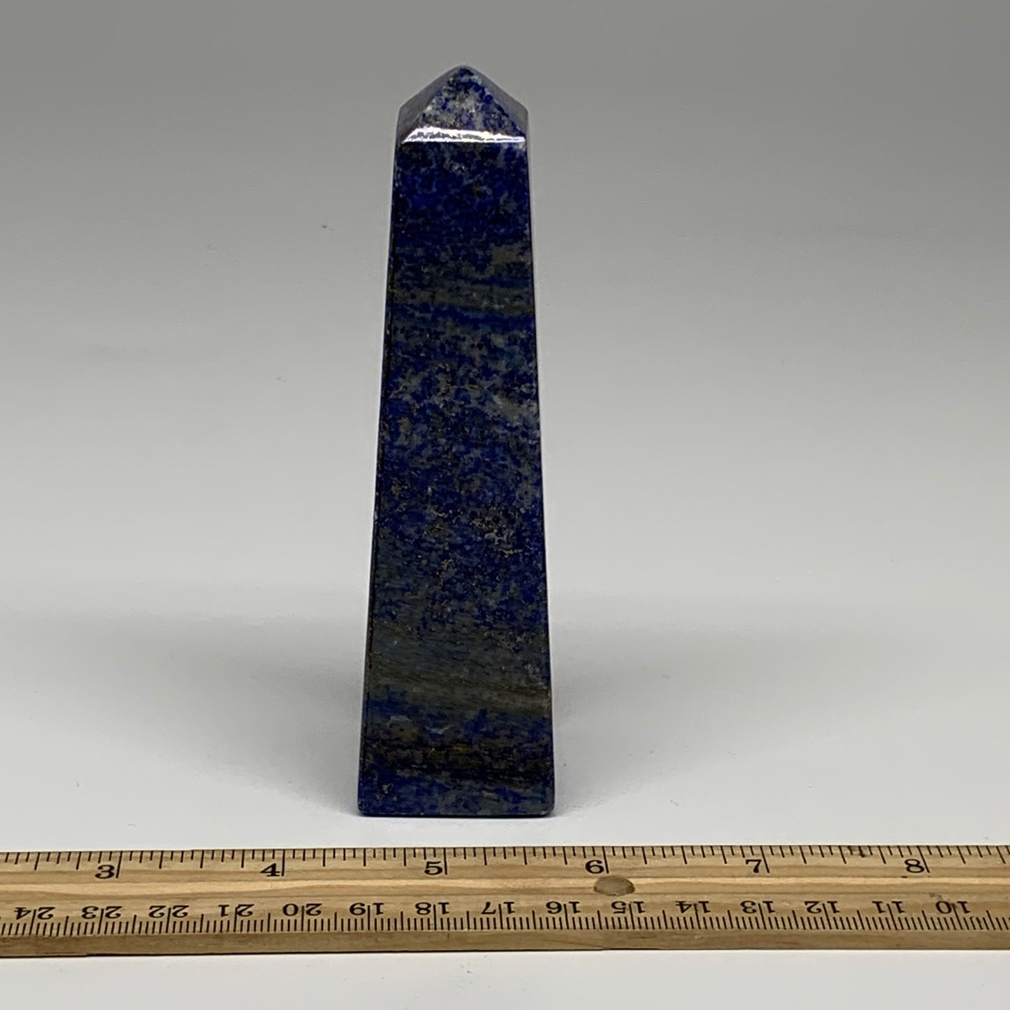 267.4g, 4.8"x1.3"x1.3", Natural Lapis Lazuli Tower Point Obelisk Afghanistan,B30