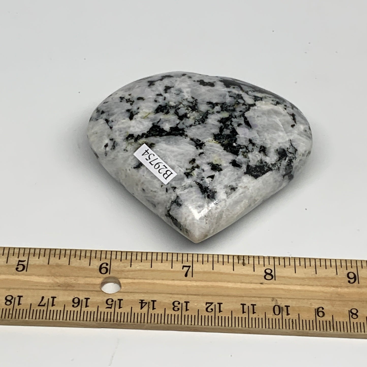 175.9g, 2.7"x3"x0.9", Rainbow Moonstone Heart Crystal Gemstone @India, B29754