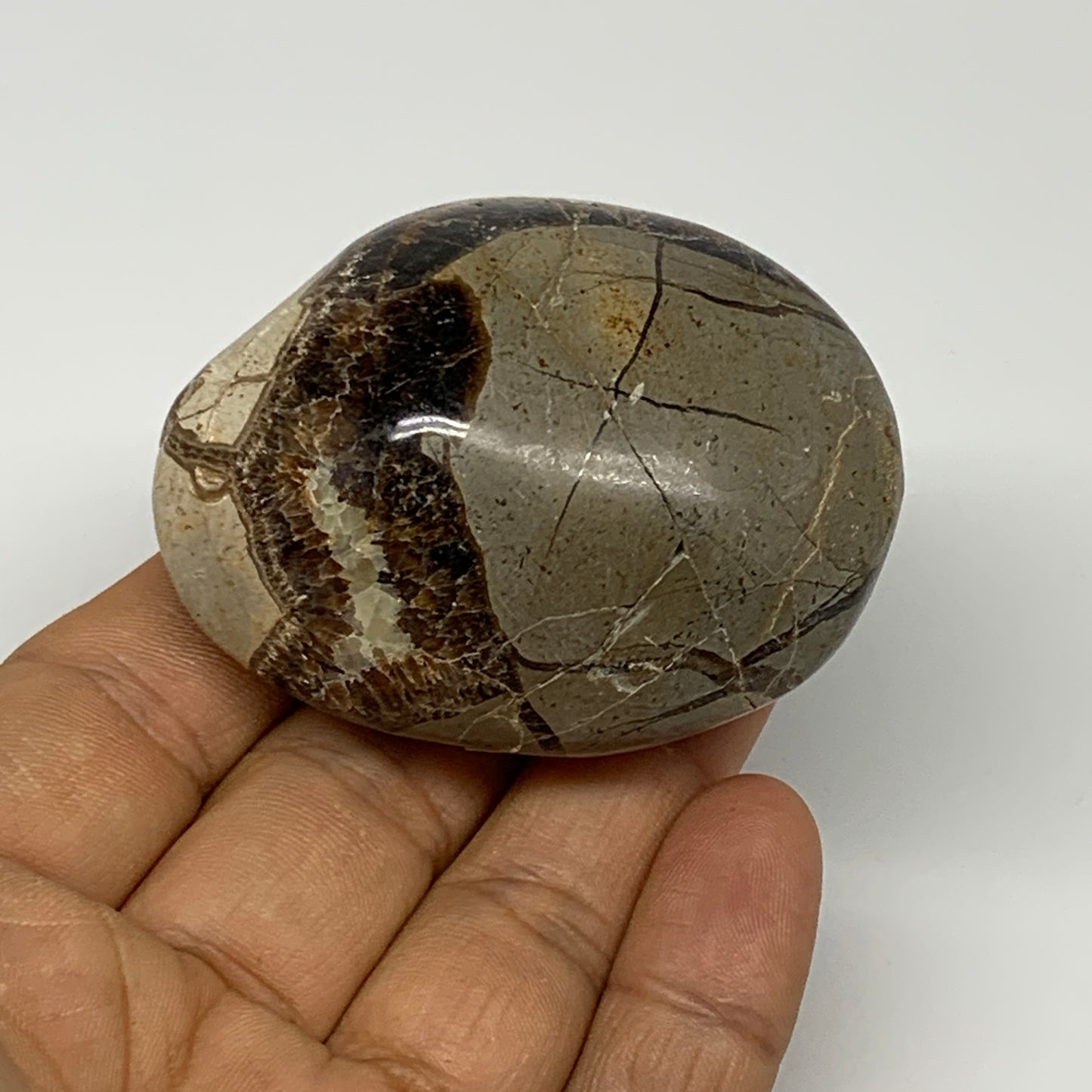 108.1g,2.3"x1.8"x1.2", Septarian Nodule Palm-Stone Polished Reiki, B28267