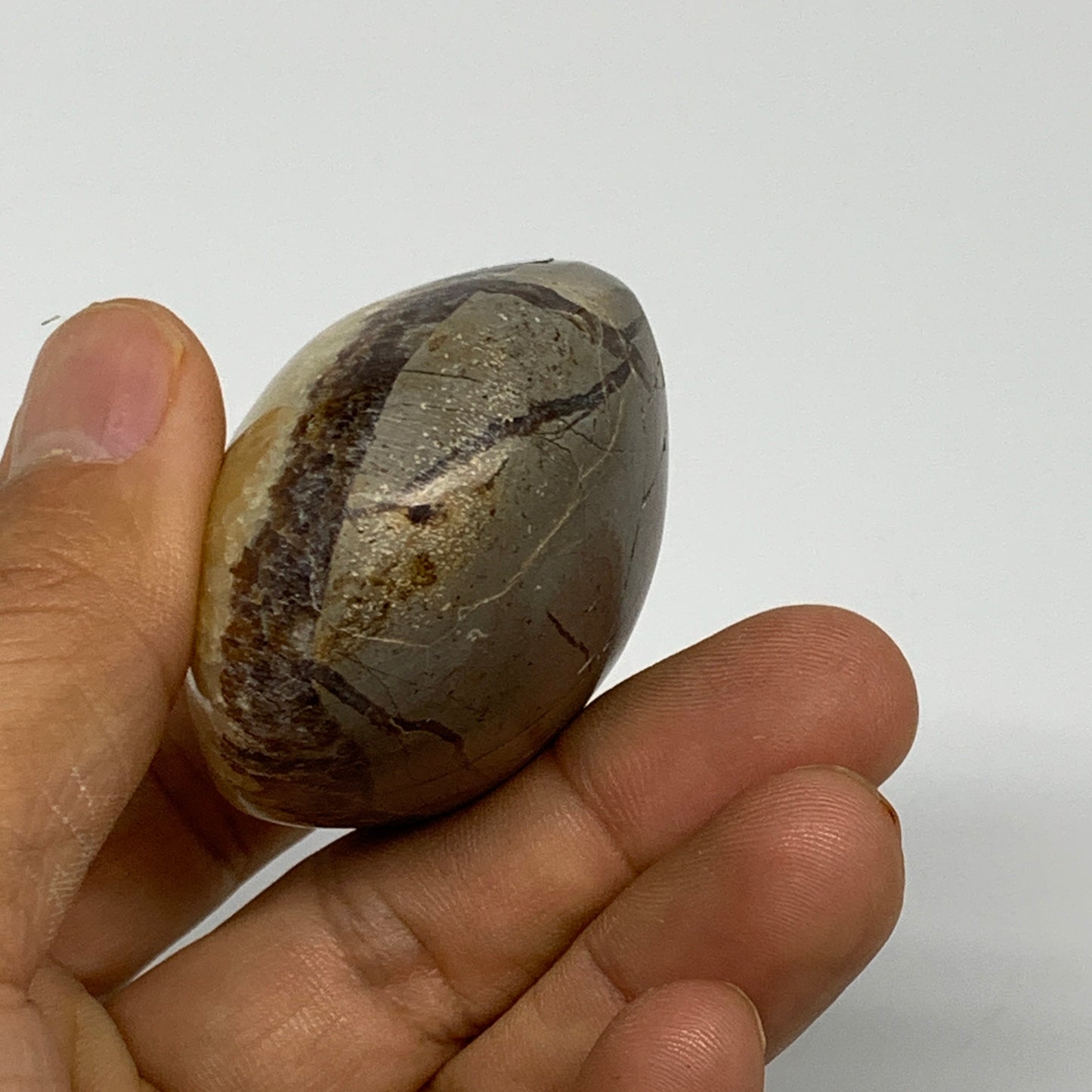 108.1g,2.3"x1.8"x1.2", Septarian Nodule Palm-Stone Polished Reiki, B28267