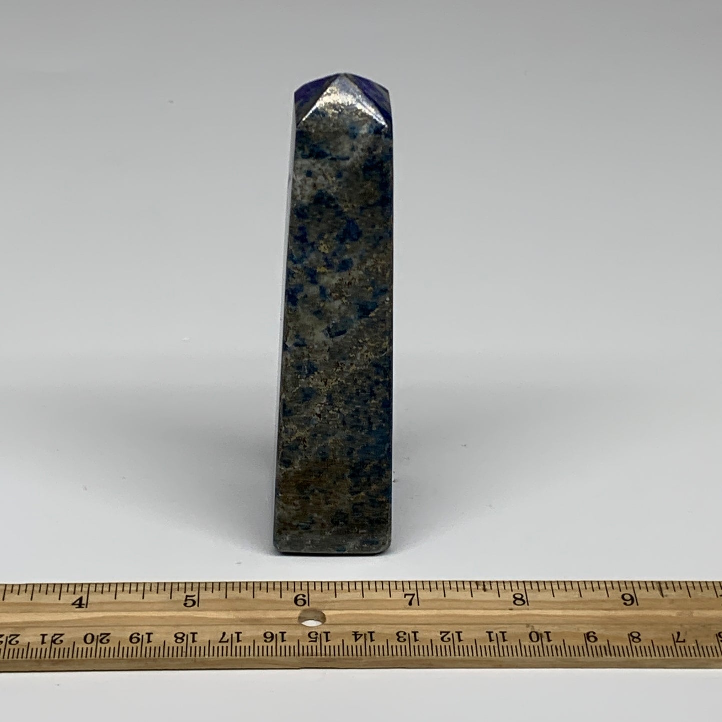 223.4g, 4.8"x1.1"x1.2", Natural Lapis Lazuli Tower Point Obelisk Afghanistan,B30
