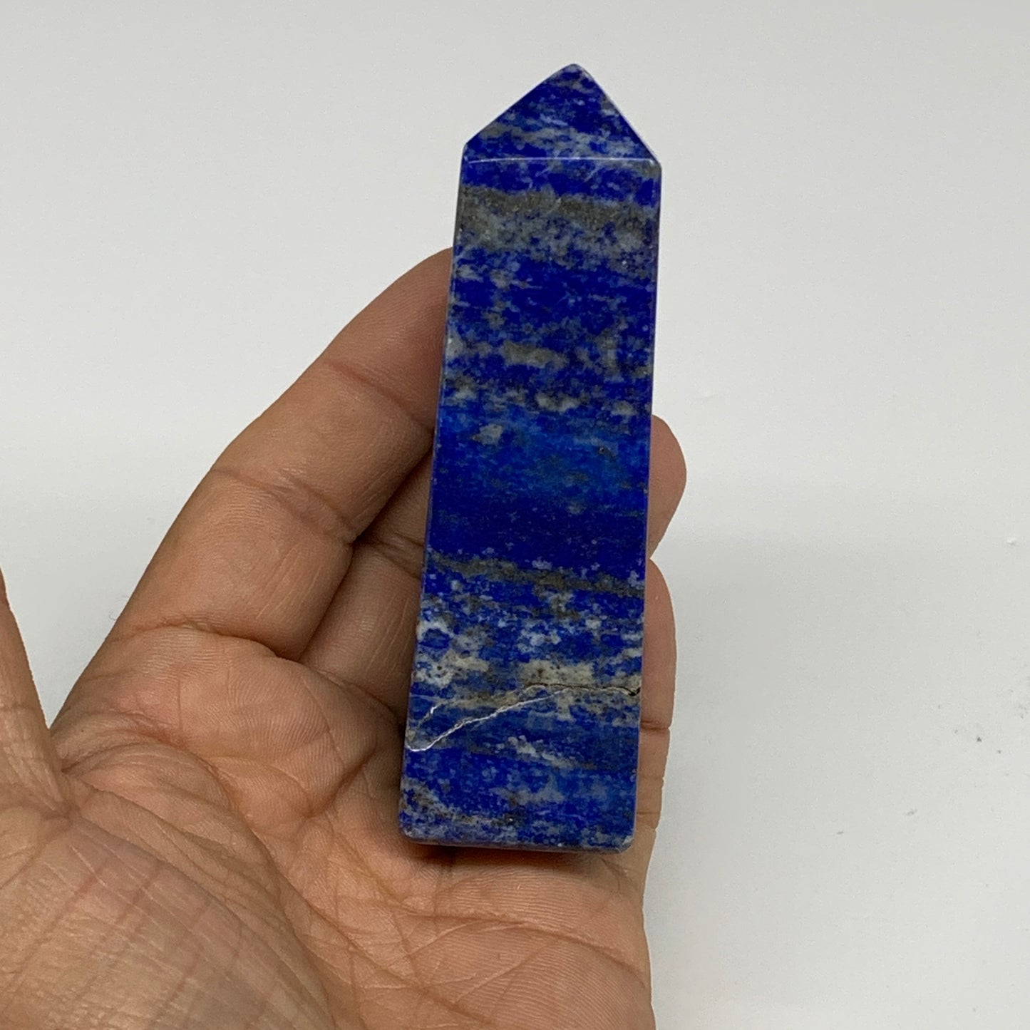 170.1g, 3.5"x1.1"x1.1", Natural Lapis Lazuli Tower Point Obelisk Afghanistan,B30