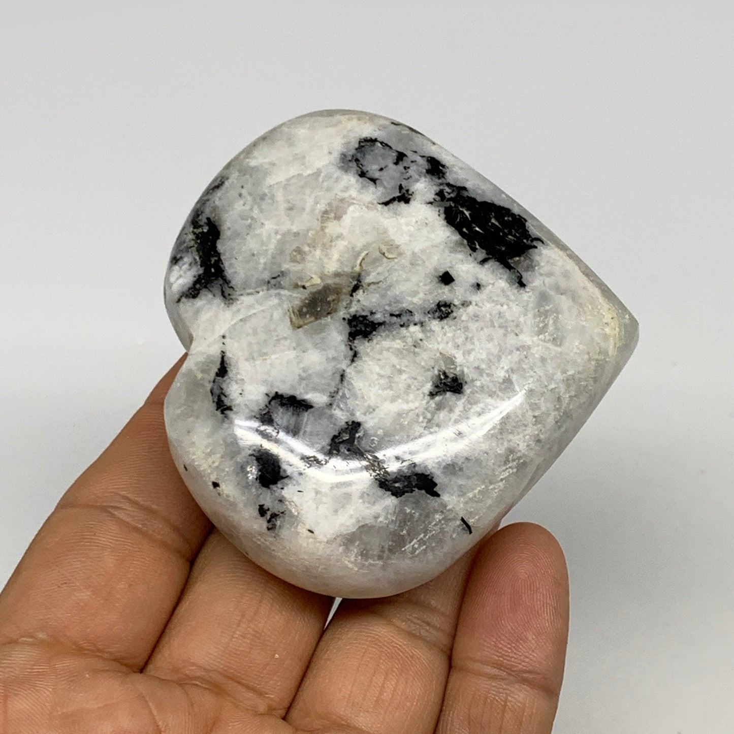 150.5g, 2.5"x2.7"x1", Rainbow Moonstone Heart Crystal Gemstone @India, B29756