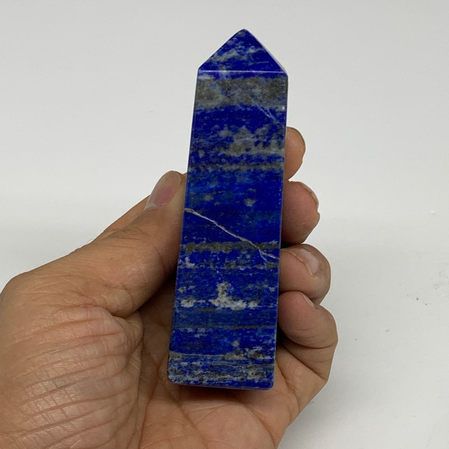 170.1g, 3.5"x1.1"x1.1", Natural Lapis Lazuli Tower Point Obelisk Afghanistan,B30