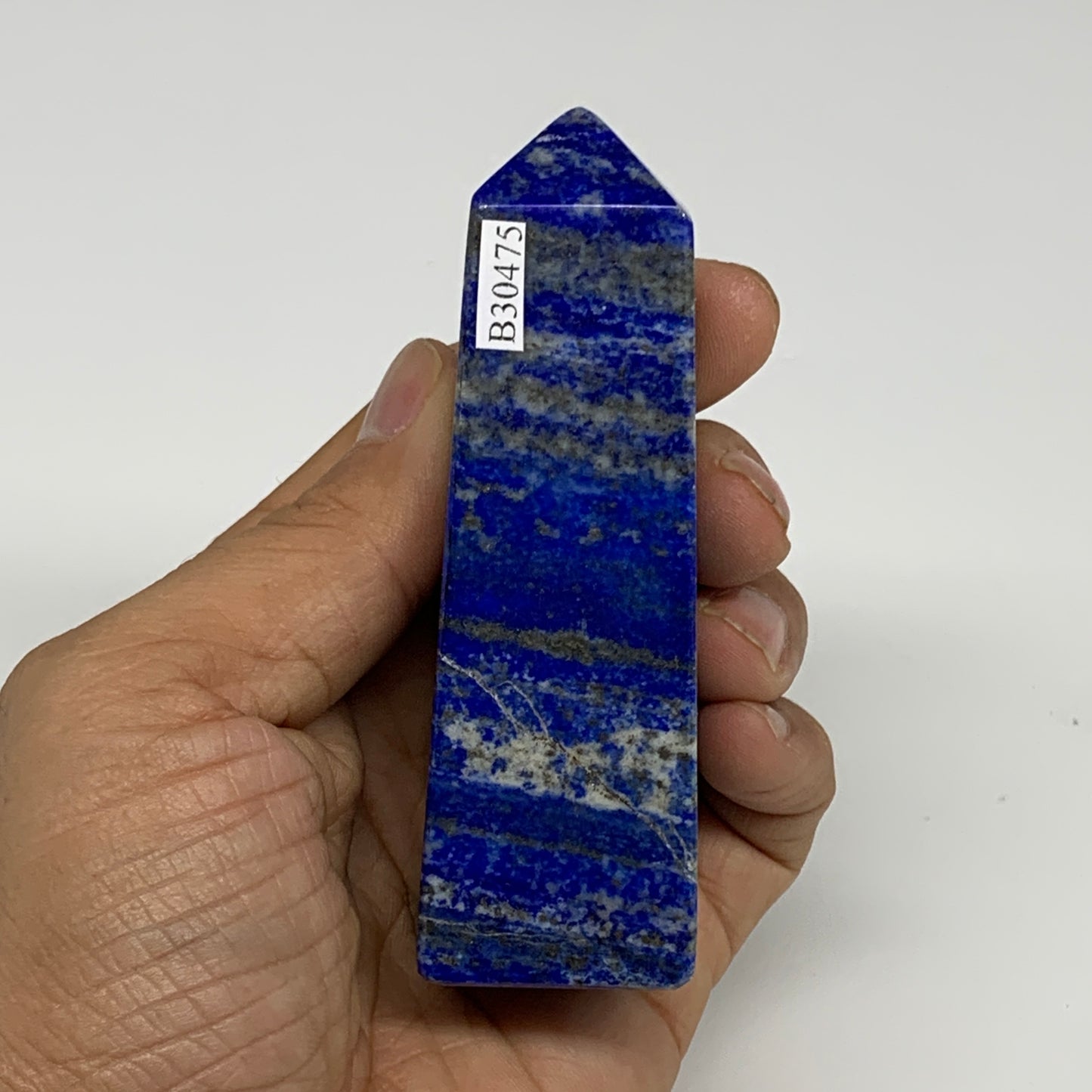 170.1g, 3.5"x1.1"x1.1", Natural Lapis Lazuli Tower Point Obelisk Afghanistan,B30