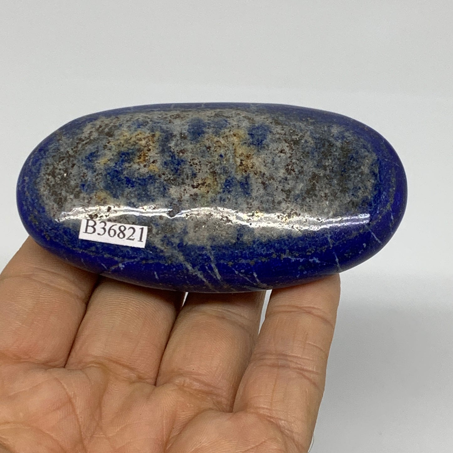 139.9g, 3.2"x1.8"x0.9", Natural Lapis Lazuli Palm Stone @Afghanistan, B36821