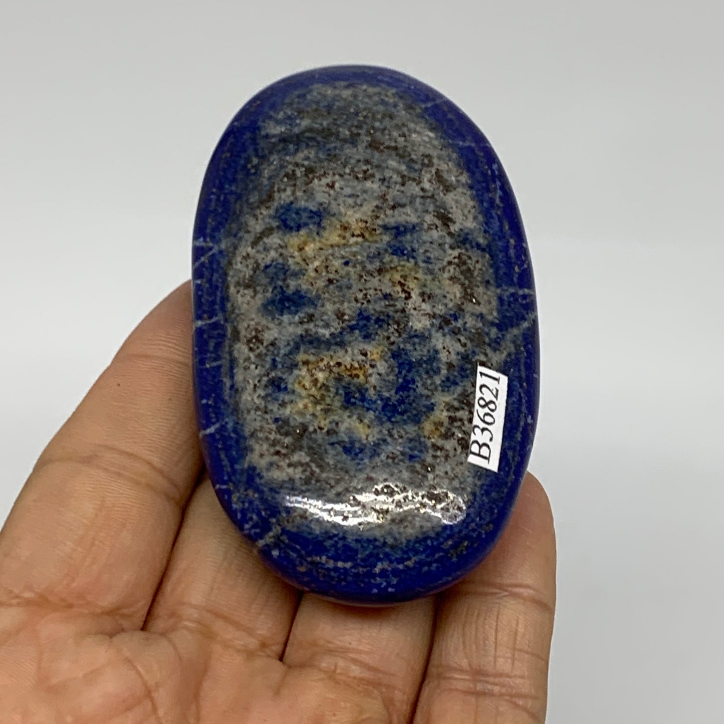 139.9g, 3.2"x1.8"x0.9", Natural Lapis Lazuli Palm Stone @Afghanistan, B36821