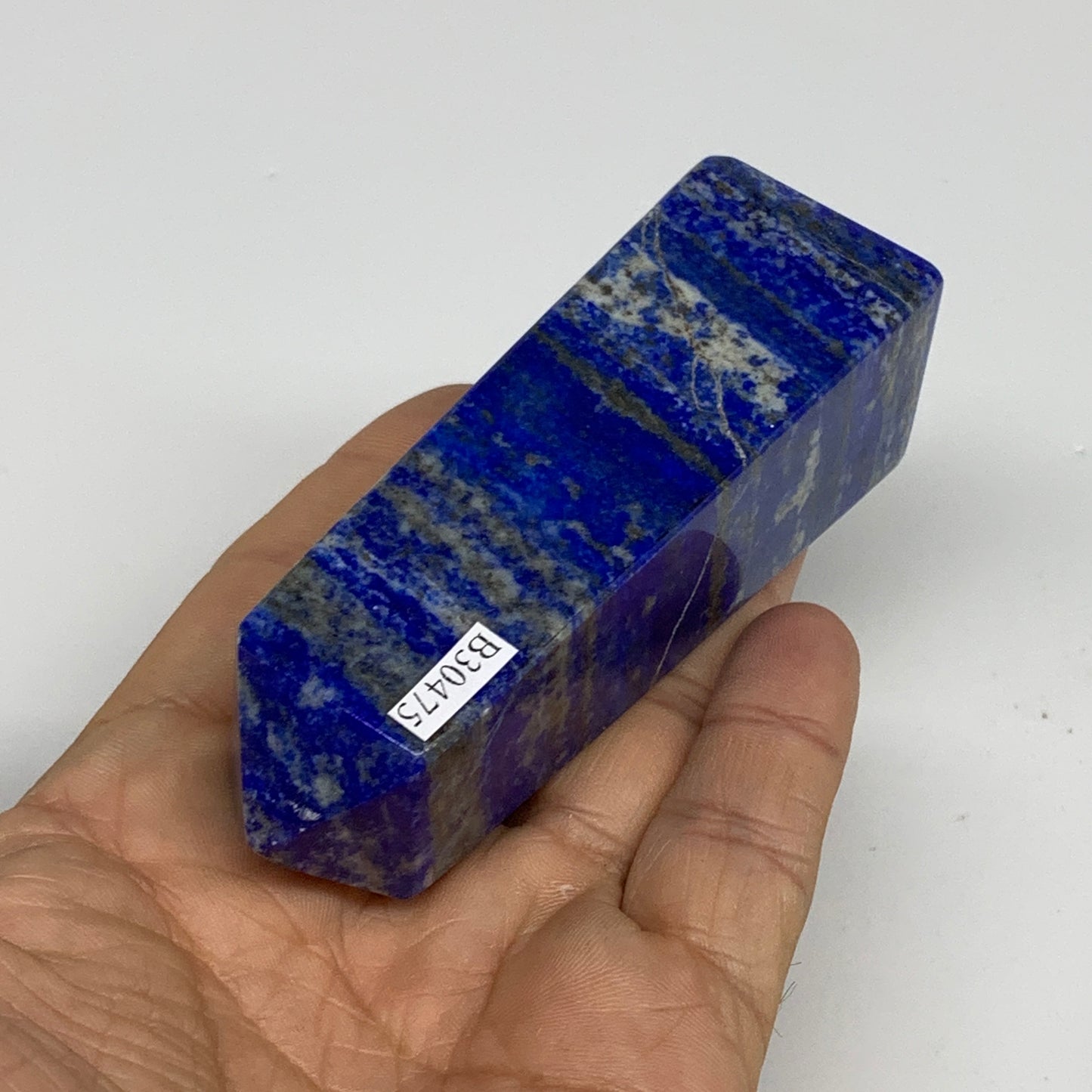 170.1g, 3.5"x1.1"x1.1", Natural Lapis Lazuli Tower Point Obelisk Afghanistan,B30
